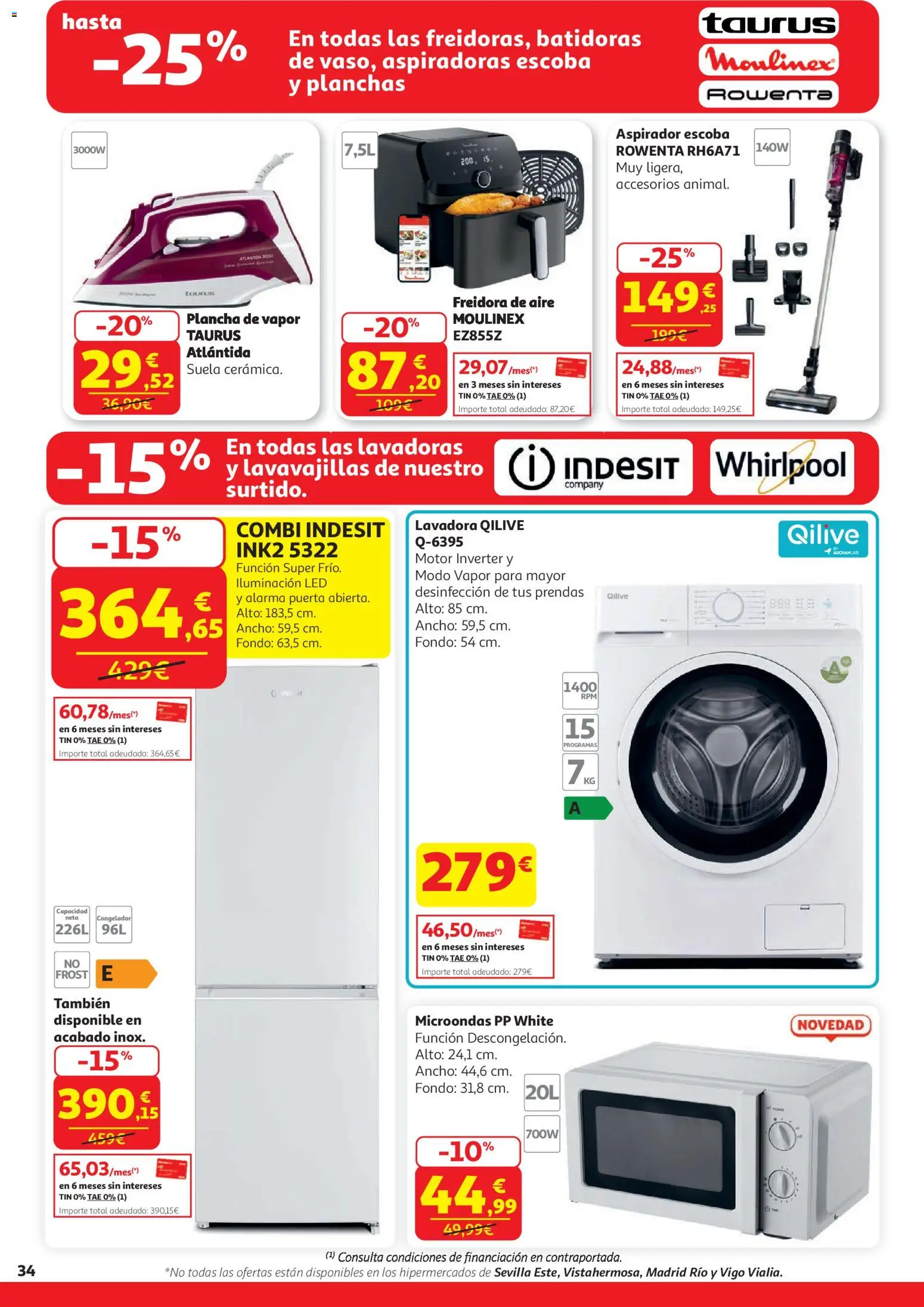 Alcampo  HG General Cat │ válido desde el 07.04.2026 | Página: 34 | Productos: Combi, Freidora, Galette de chaise, Aspirador