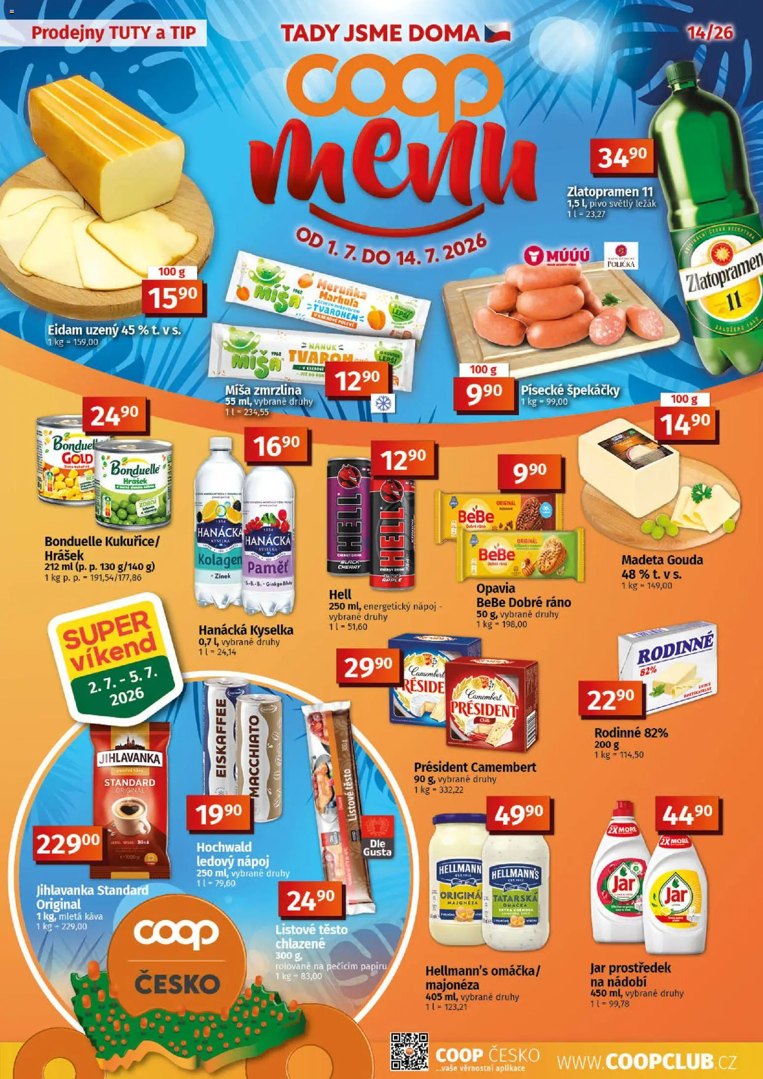 Coop leták - Tuty od 01.07.2026 | Strana: 1 | Produkty: Káva, Listové těsto, Zlatopramen 11, Camembert