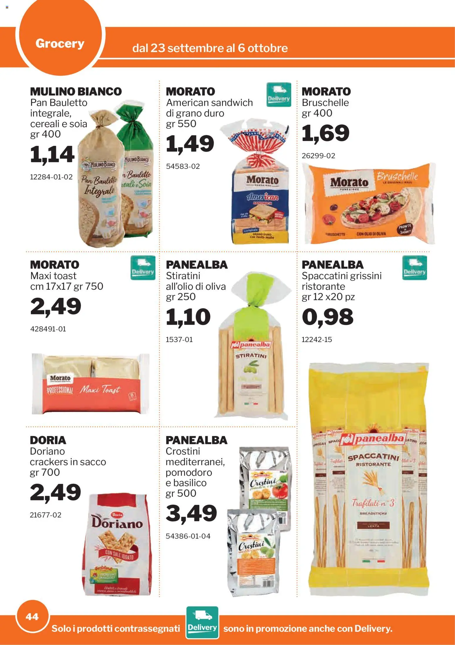 Volantino Sogegross del 23/09/2026 | Pagina: 44 | Prodotti: Sale, Olio, Basilico, Crostini