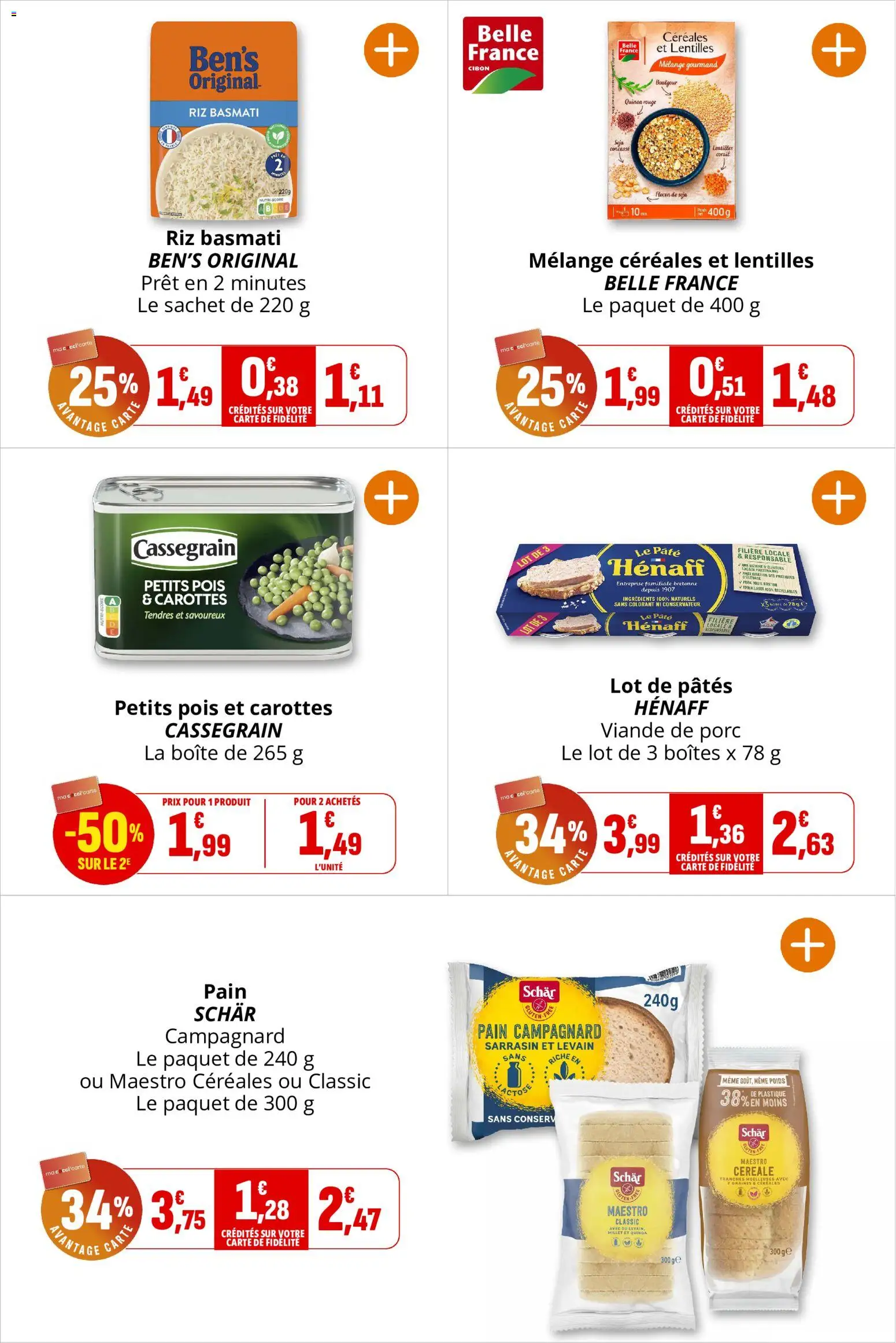 {H1} | Page: 29 | Produits: Carottes, Riz basmati, Pain, Viande