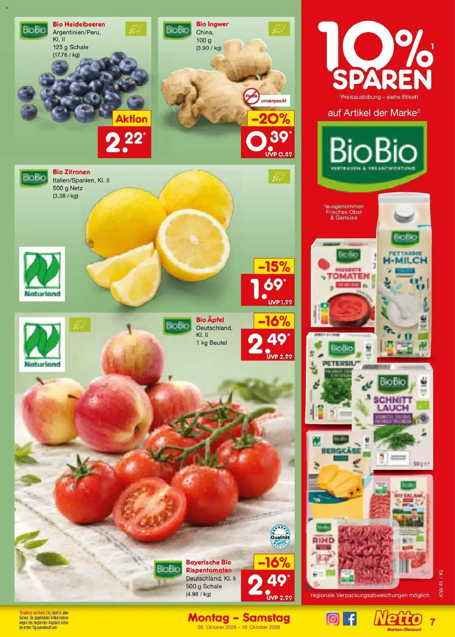 Netto Marken-Discount Prospekt Mistelbach – gültig ab 05.10.2026 | Seite: 7 | Produkte: Äpfel, Tomaten, Gemüse, Zitronen