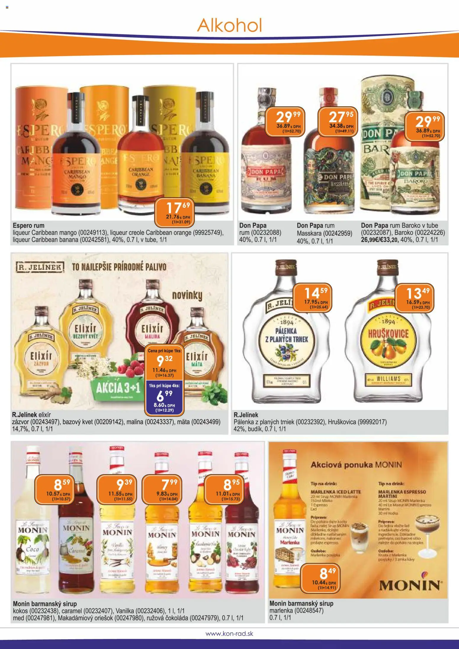 Nové KON - RAD akcie – leták je platný od 01.09.2026 | Strana: 12 | Produkty: Kokos, Espero rum, Mango, Don Papa rum