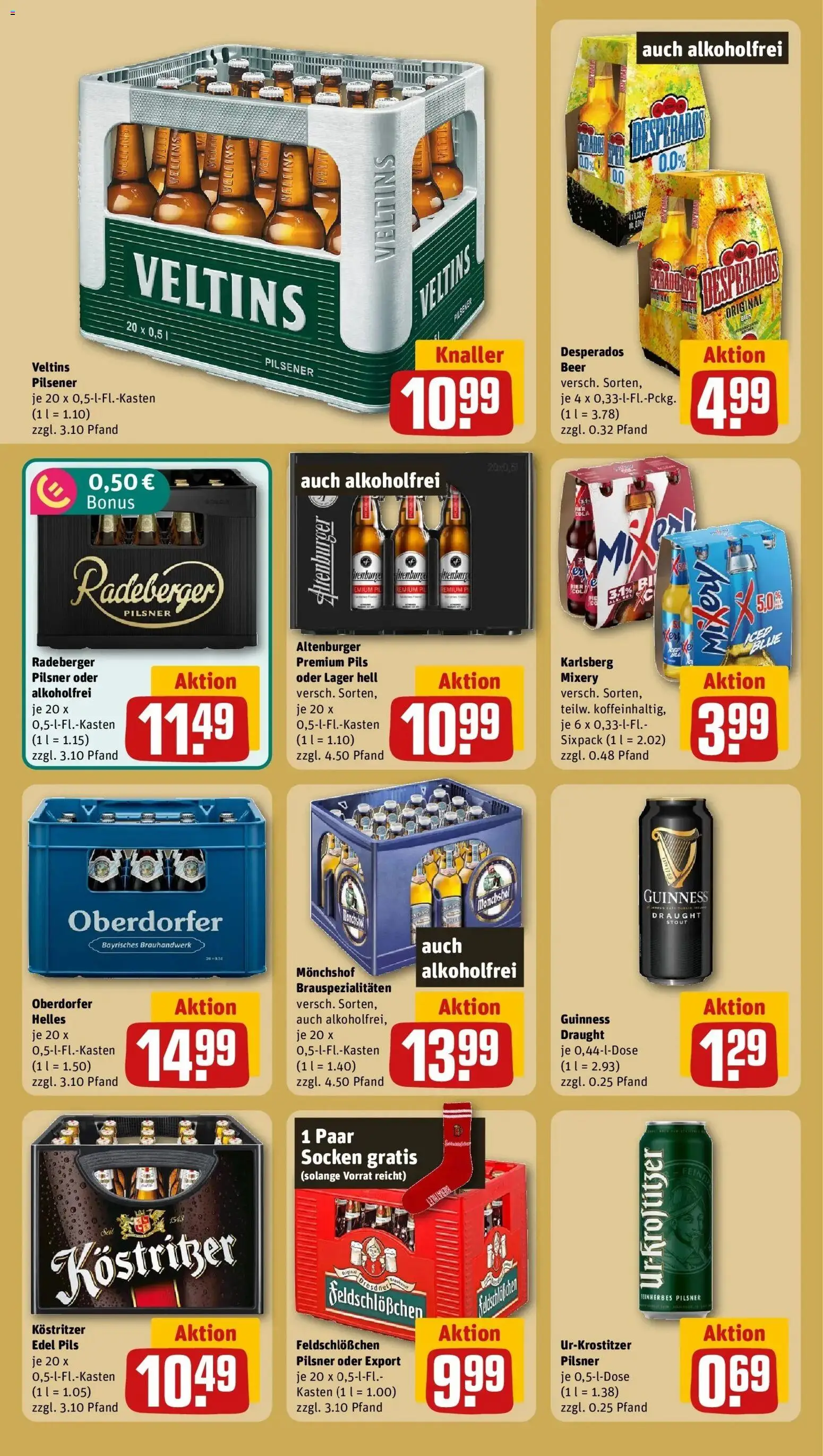 REWE Prospekt ab 26.10.2026 zum Blättern » Angebote | Seite: 19 | Produkte: Monchshof, Bier, Socken, Mixery