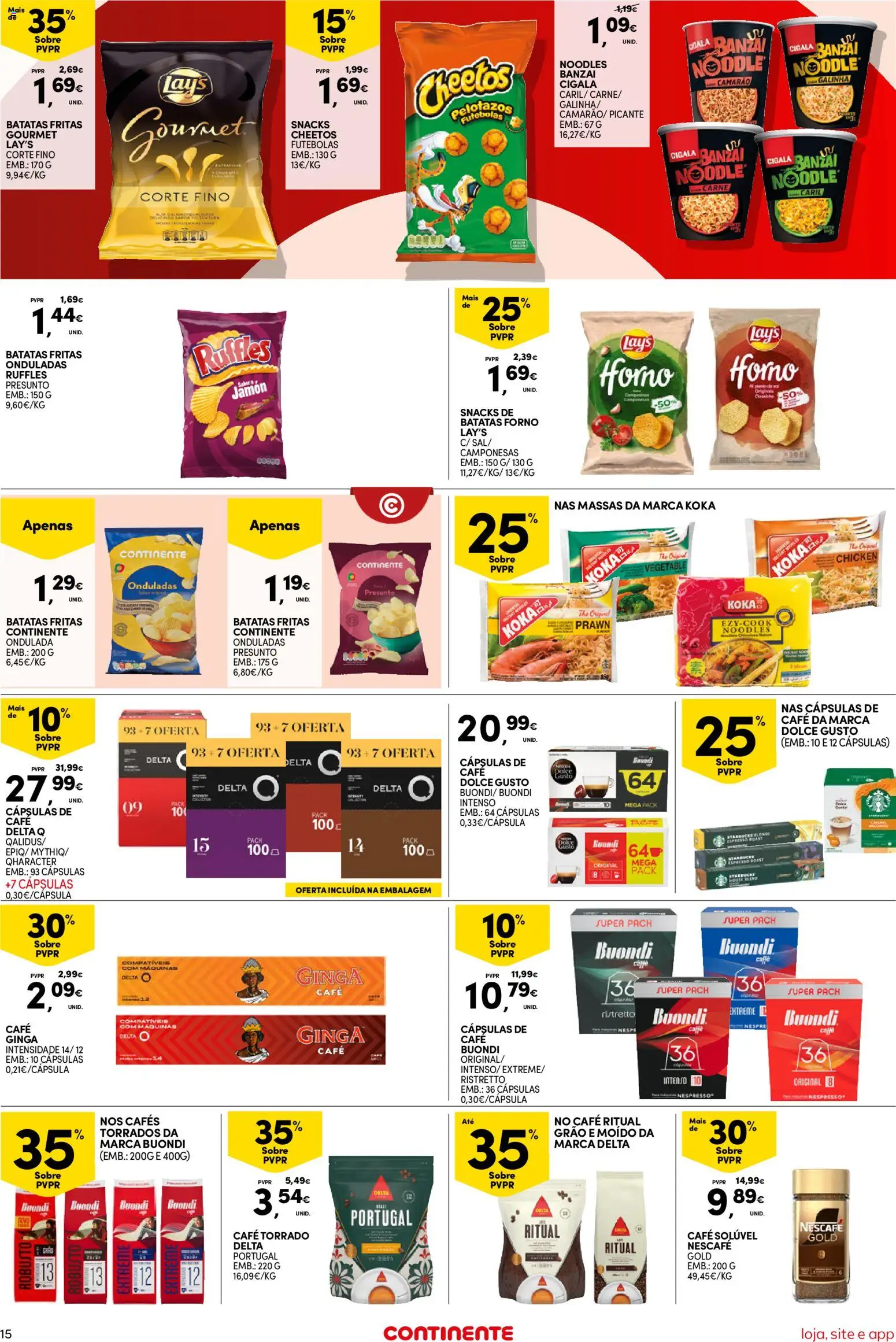 Continente Semanal Continente Bom Dia │ válido de 21.04.2026 | Página: 15 | Produtos: Forno, Nespresso, Dolce gusto, Batatas fritas