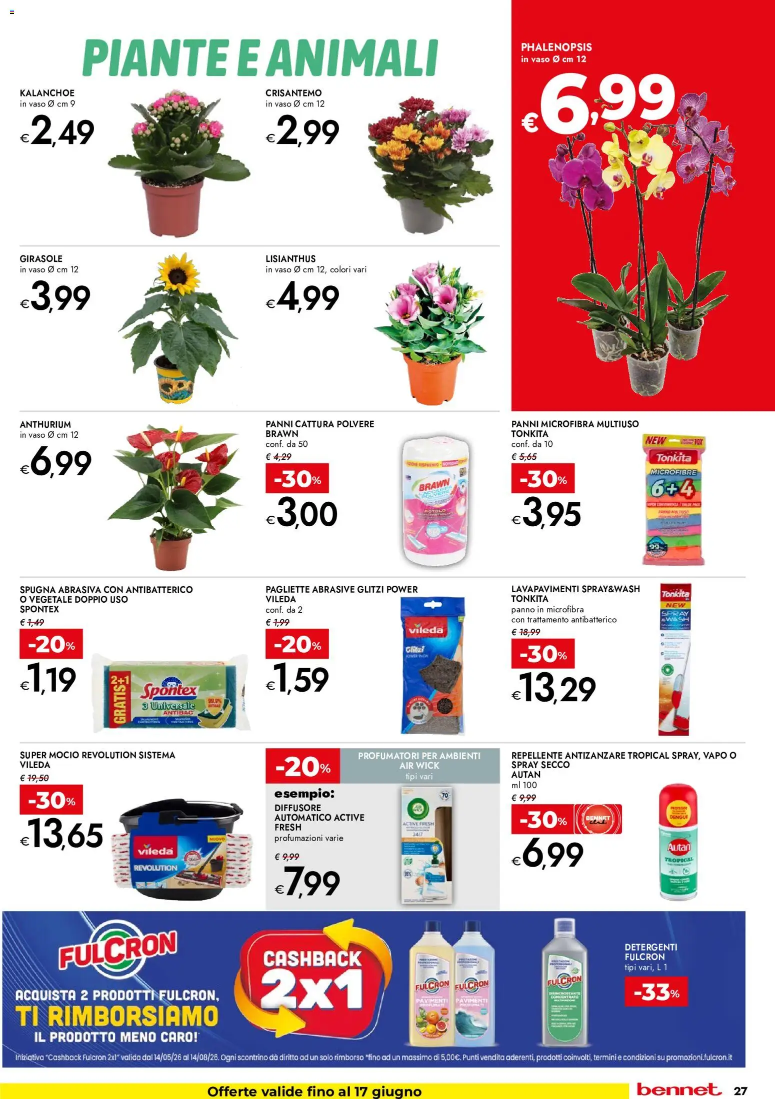 Volantino bennet del 04.06.2026 | Pagina: 27 | Prodotti: Spugna, Mocio, Antizanzare, Vaso