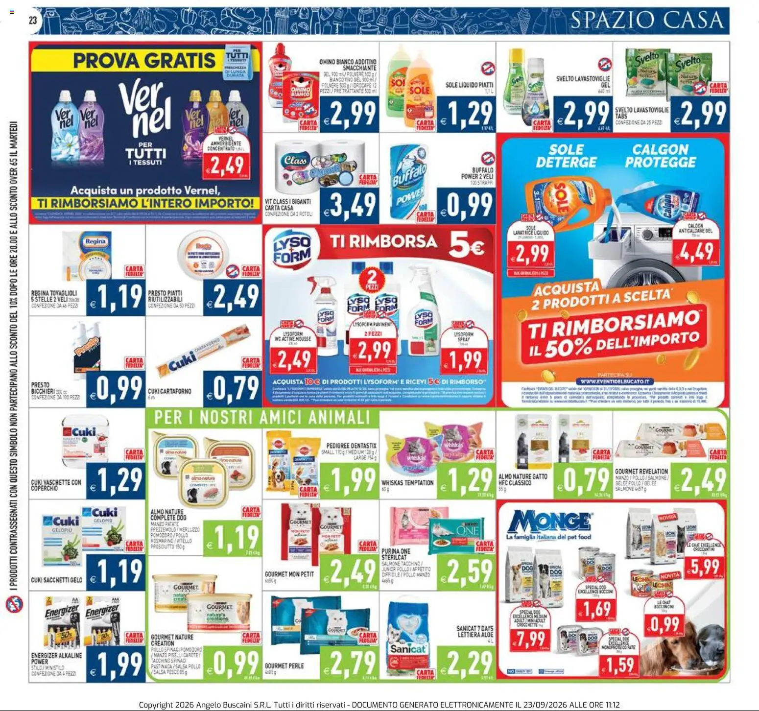Volantino PIM Supermercati del 23/09/2026 | Pagina: 23 | Prodotti: Pesce, Spinaci, Lavatrice, Prezzemolo