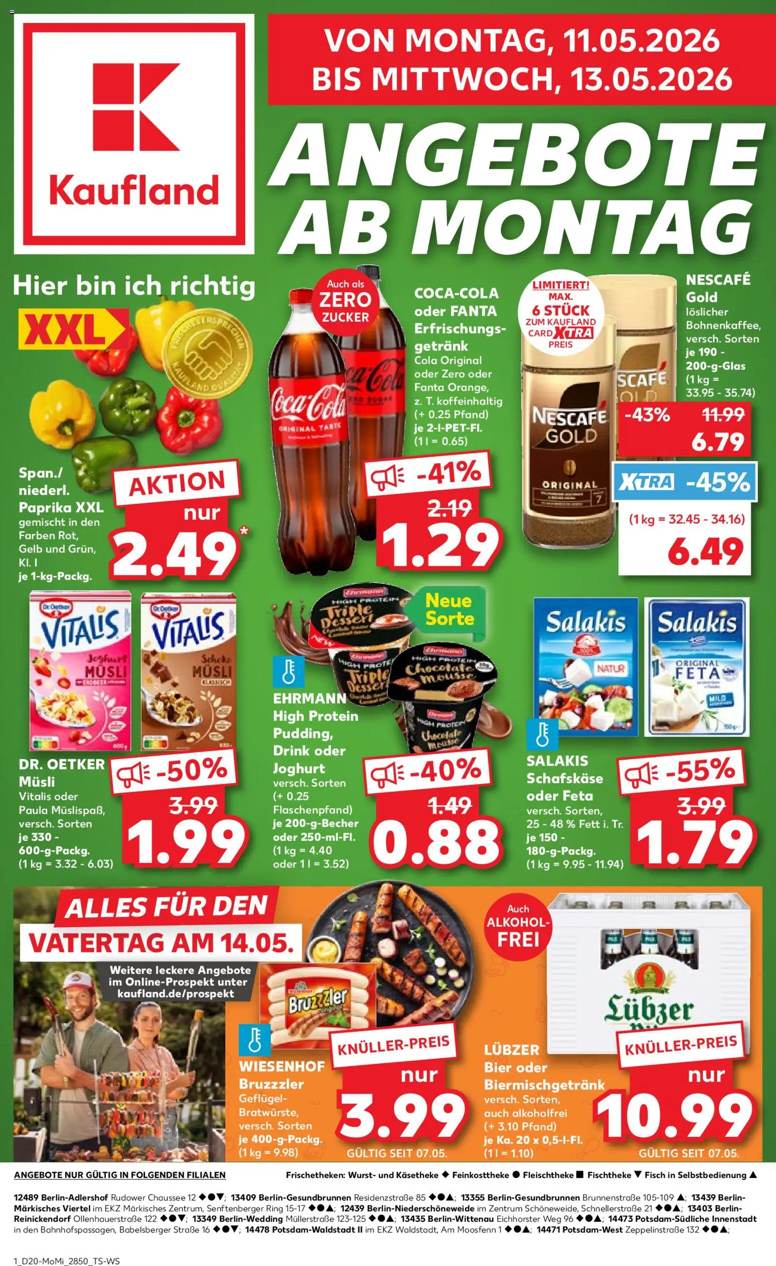 Kaufland Prospekt Potsdam	 – gültig ab 11.05.2026 | Seite: 1 | Produkte: Feta, Joghurt, Bier, Wurst