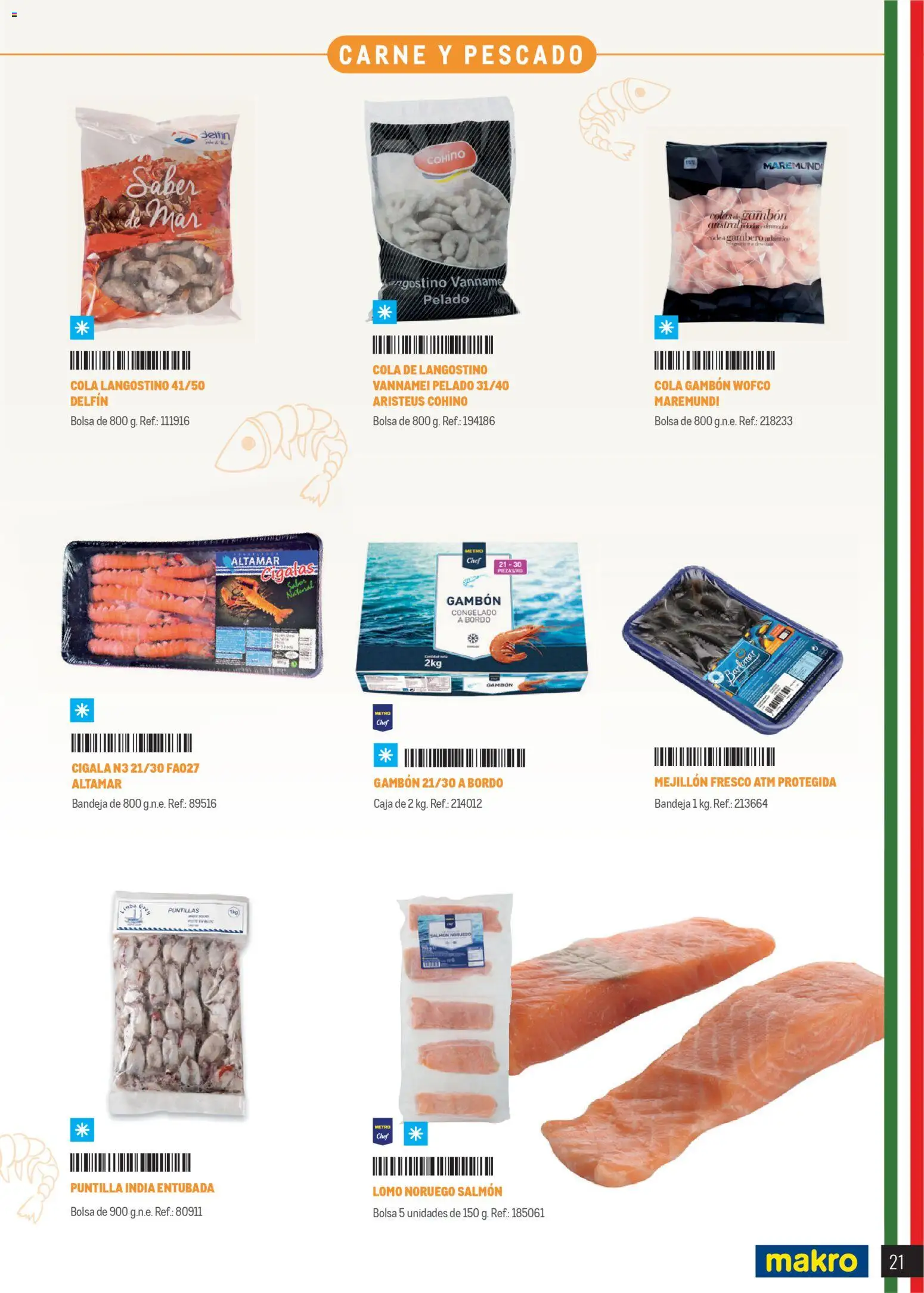 Makro Restaurantes italianos Canarias │ válido desde el 27.03.2026 | Página: 21 | Productos: Pescado, Bolsa, Bandeja, Langostino
