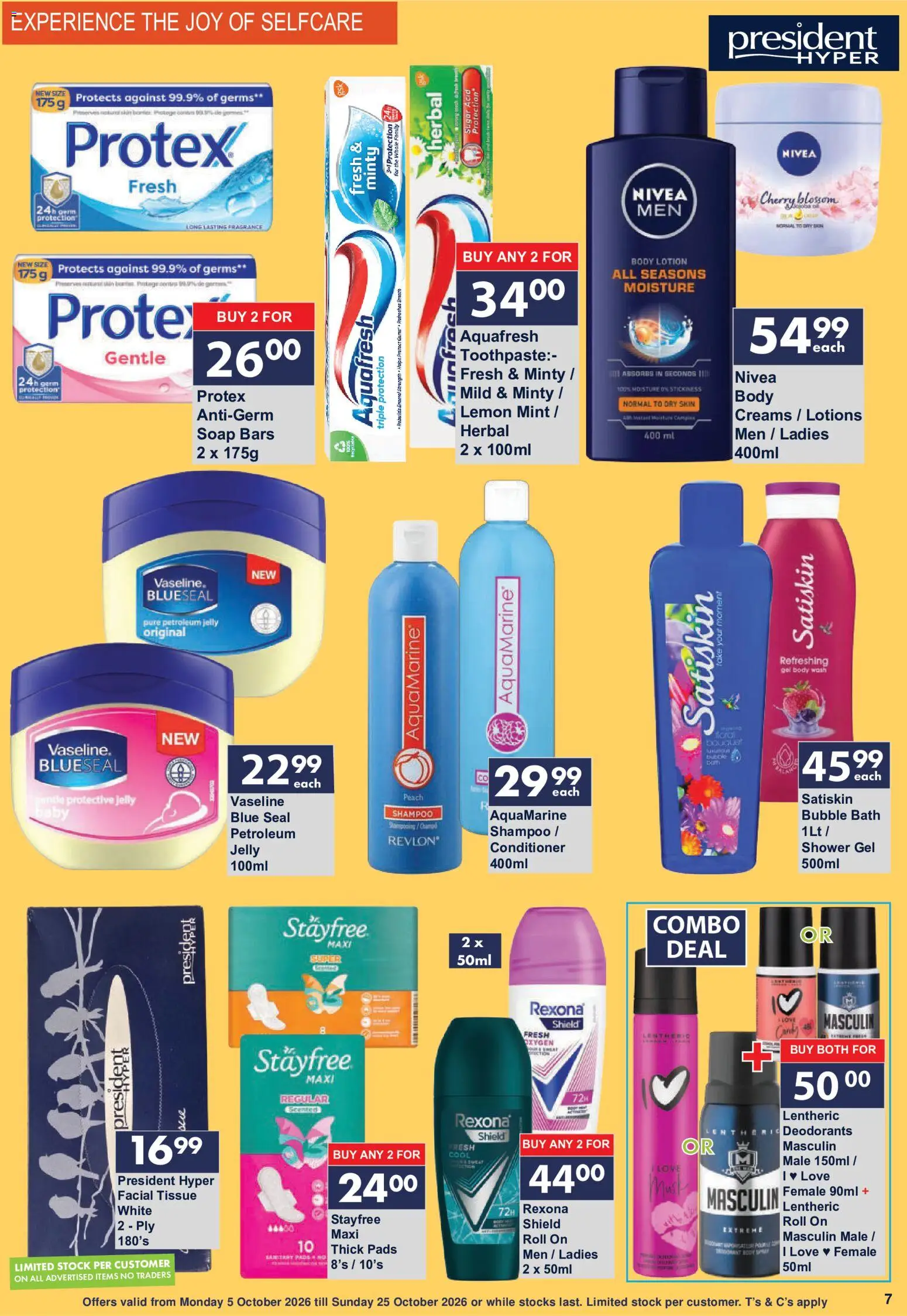 New President Hyper catalogue – valid from 05/10/2026 | Page: 7 | Products: Shampoo, Shower gel, Peach, Lotion