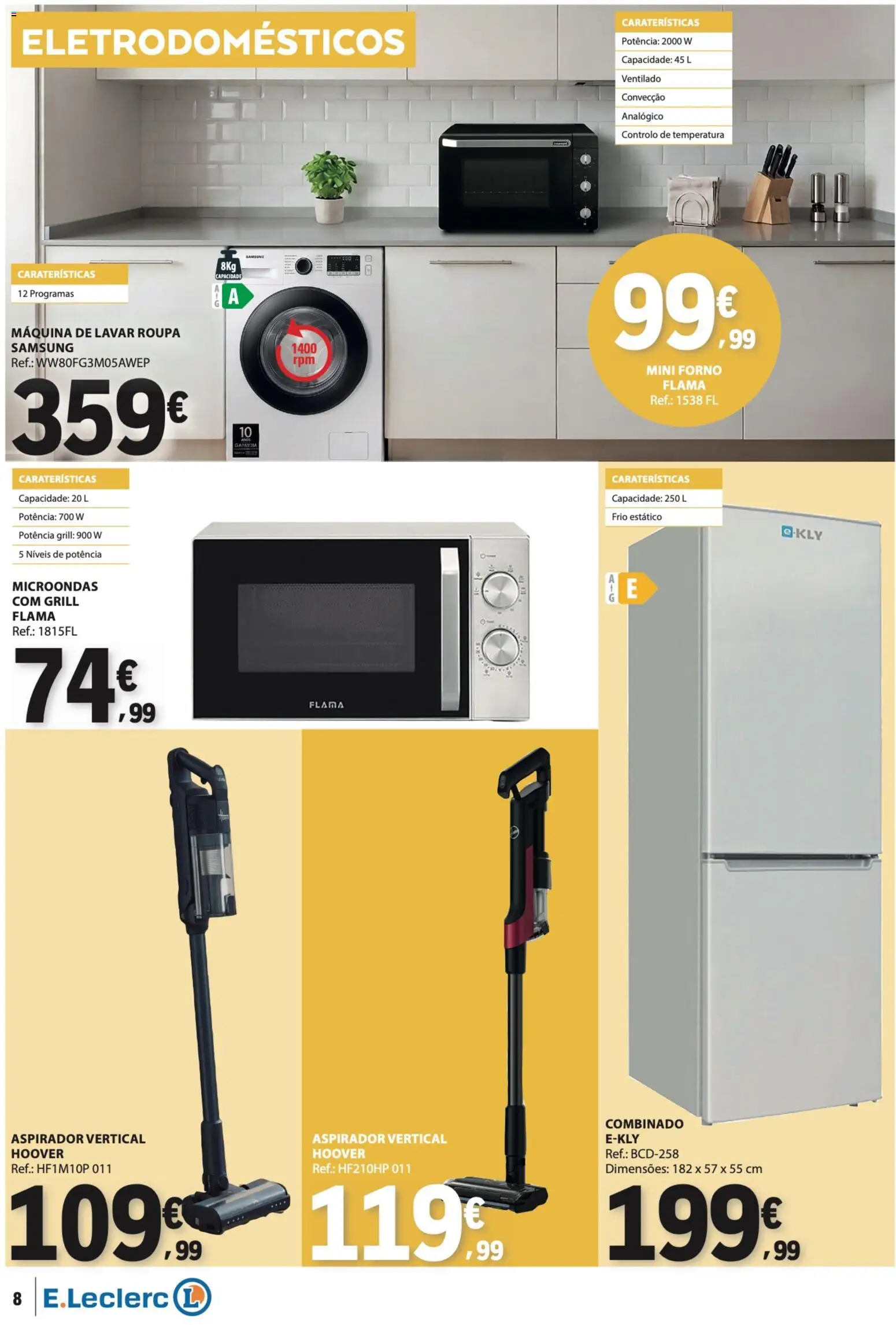 E.Leclerc - Folheto Não Alimentar │ válido de 10/09/2026 | Página: 8 | Produtos: Forno, Máquina de lavar, Aspirador, Máquina de lavar roupa