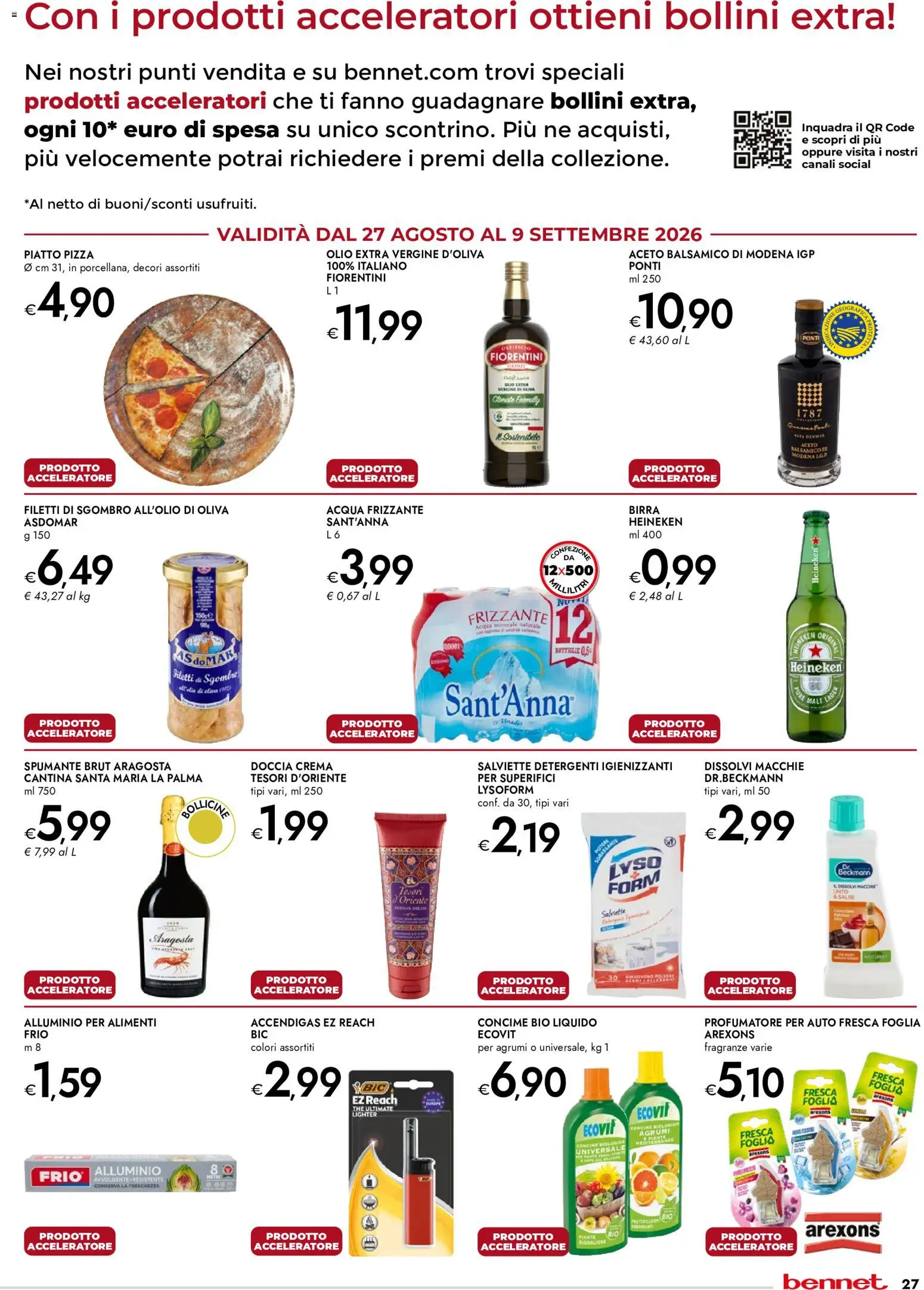 Volantino bennet del 27/08/2026 | Pagina: 27 | Prodotti: Foglio, The, Olio extra vergine, Doccia