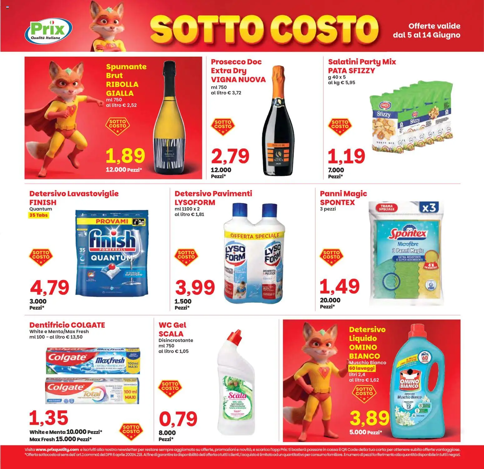 Volantino Prix del 05.06.2026 | Pagina: 5 | Prodotti: Salatini, Prosecco, Lavastoviglie, Spumante
