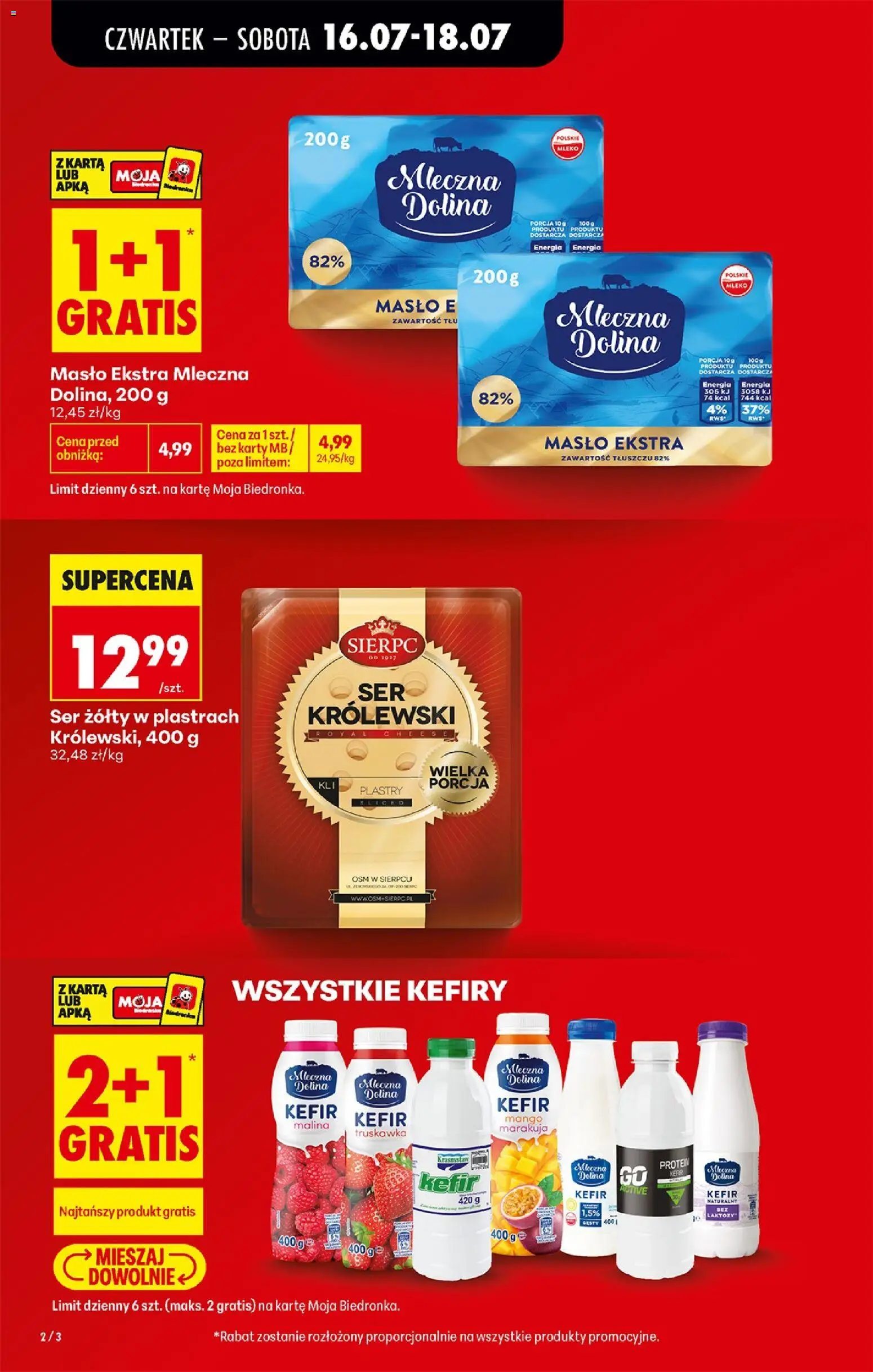 Biedronka gazetka od czwartku od 16.07.2026 | Strona: 2 | Produkty: Karta, Malina, Bez laktozy, Kefir naturalny