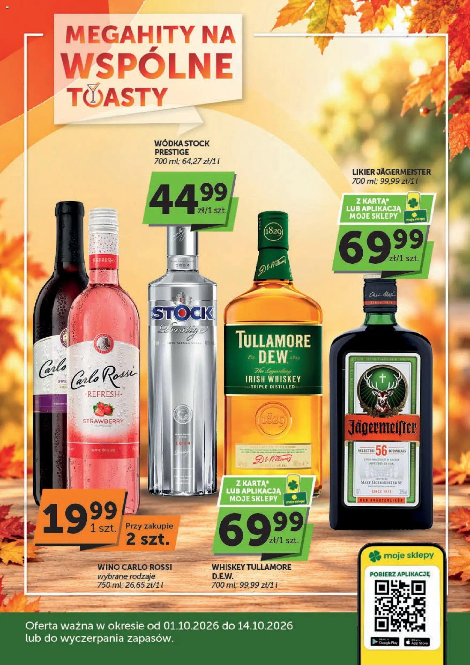 Euro Sklep gazetka alkoholowa od 01.10.2026 | Strona: 1 | Produkty: Wódka Stock, Likier Jägermeister, Irish whiskey, Jagermeister