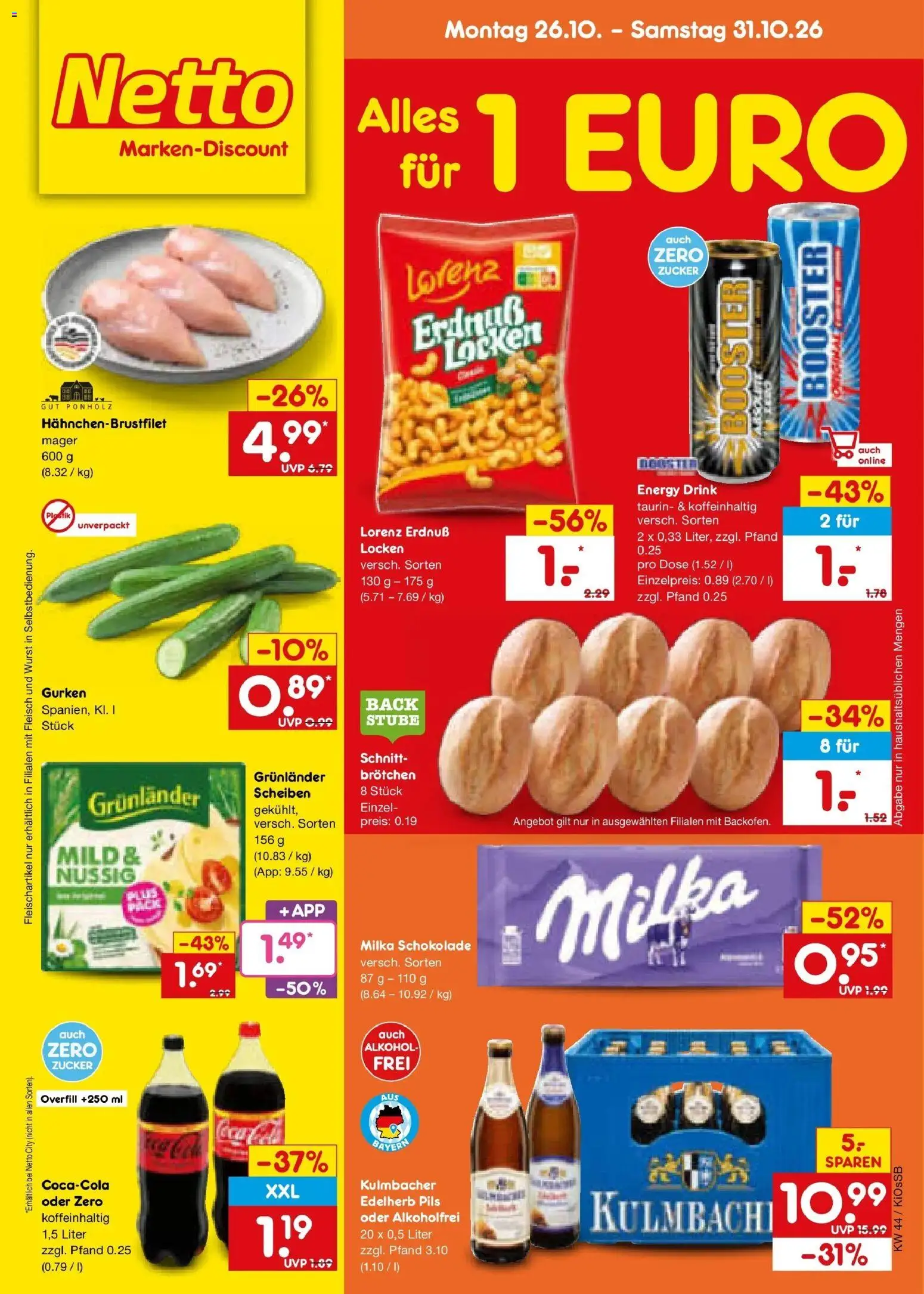 Netto Marken-Discount Prospekt Nürnberg – gültig ab 26.10.2026 | Seite: 1 | Produkte: Pils, Alkohol, Wurst, Gurken