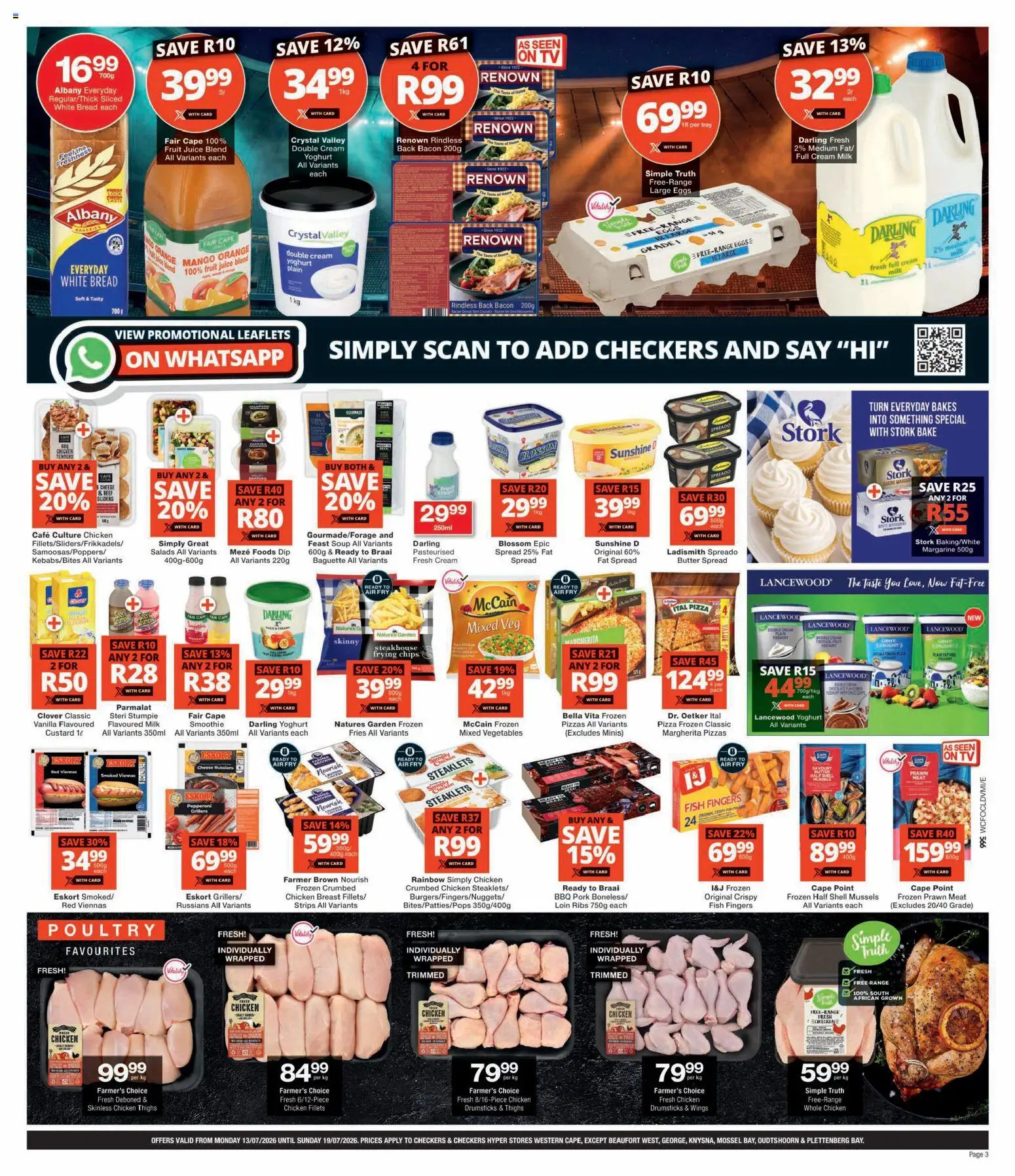 New Checkers catalogue – valid from 13/07/2026 | Page: 3 | Products: Ribs, Fish, Chips, Bacon