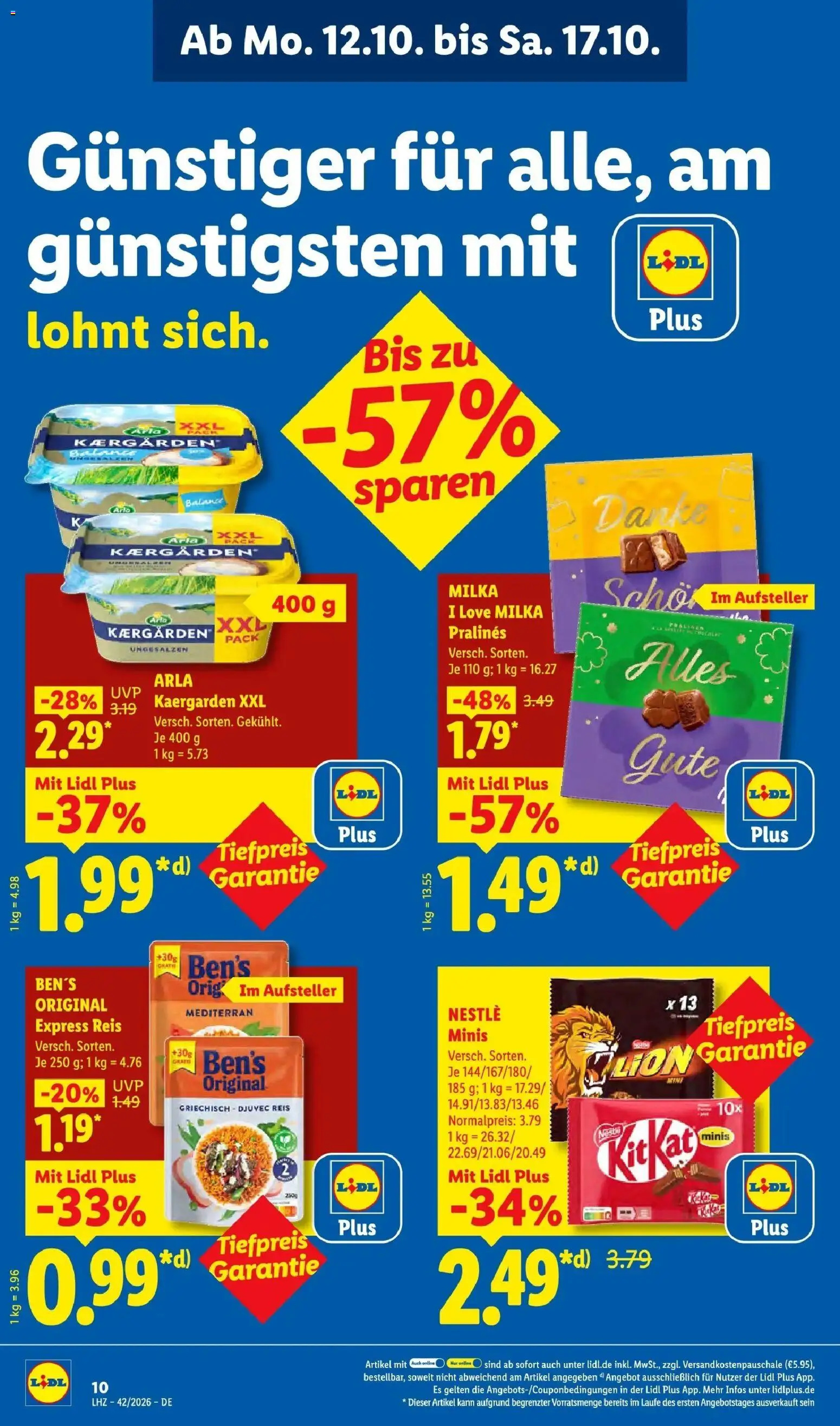 Lidl Prospekt Mahlow (ab 12.10.2026) zum Blättern » Angebote | Seite: 20 | Produkte: Butter, Milka, Reis