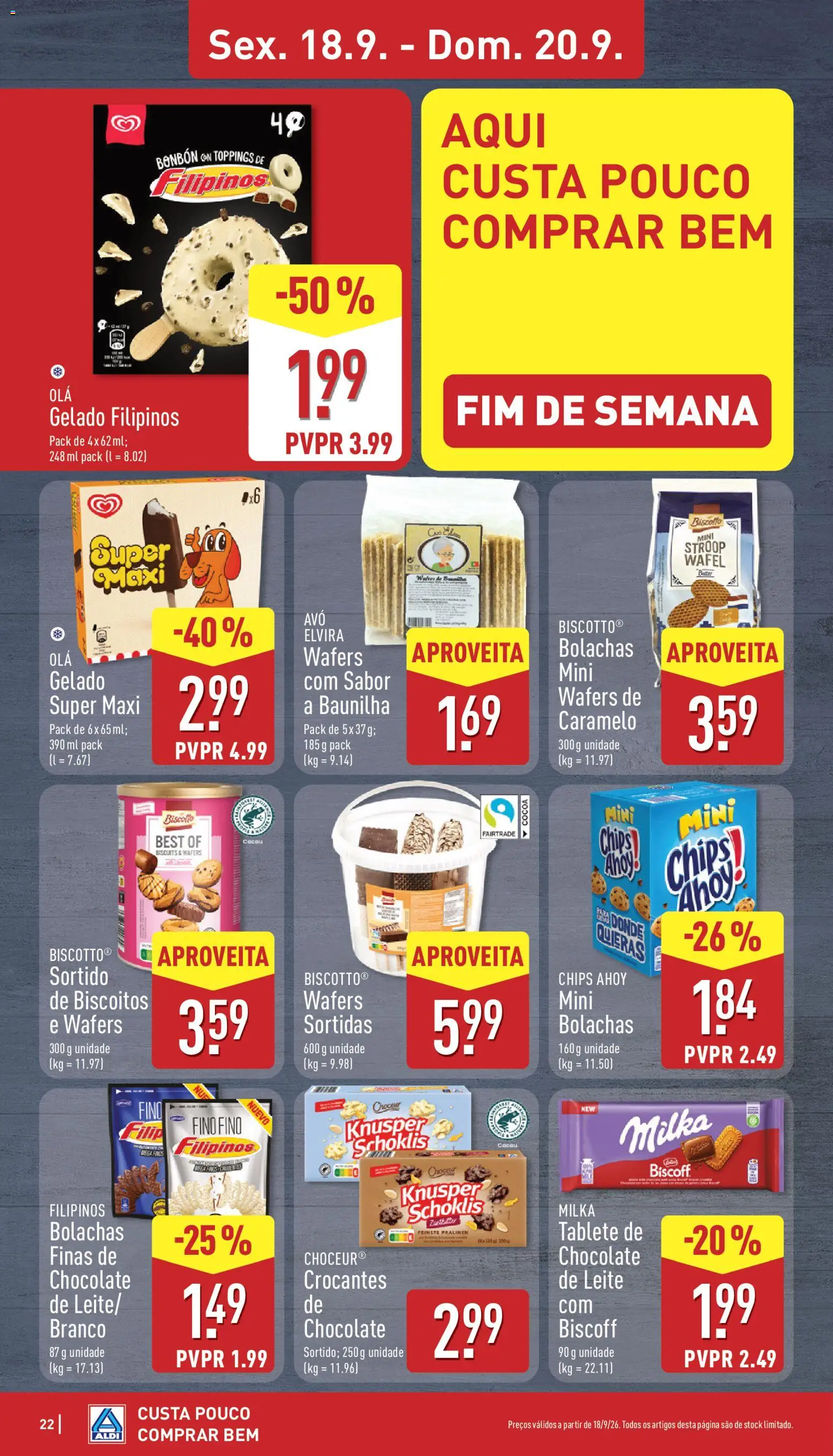 Aldi folheto │ válido de 14/09/2026 | Página: 22 | Produtos: Baunilha, Filipinos, Bolachas, Biscoitos