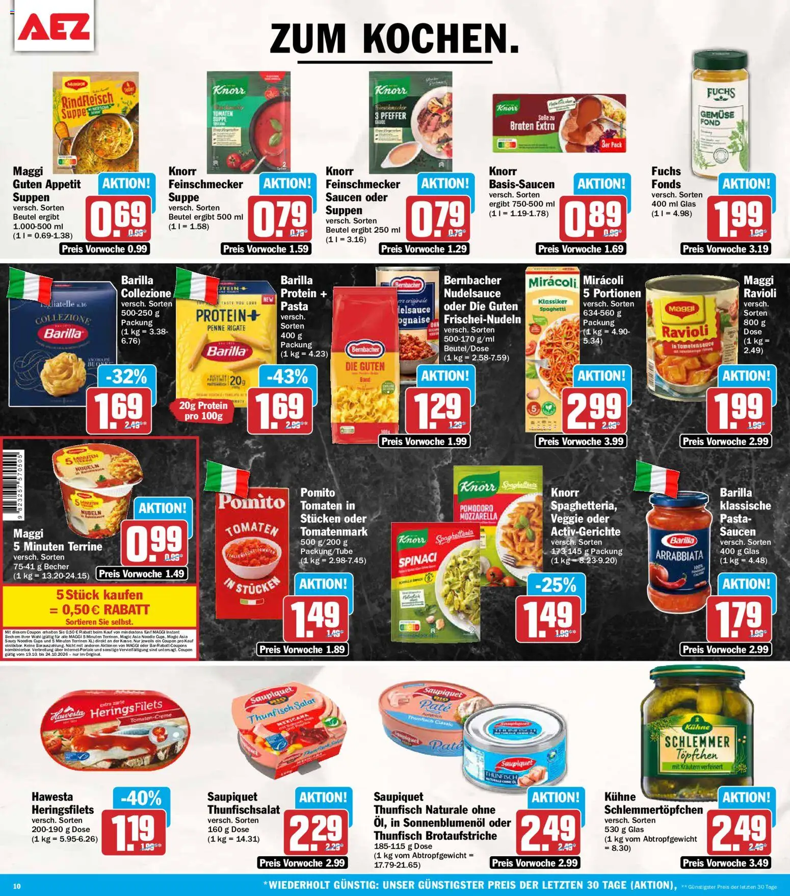 AEZ Prospekt – gültig ab 19.10.2026 | Seite: 10 | Produkte: Öl, Gemüse, Pasta, Rindfleisch