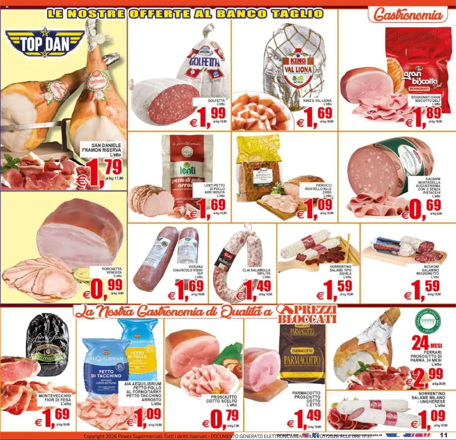 Volantino Pewex del 22/07/2026 | Pagina: 11 | Prodotti: Petto di Pollo, Prosciutto di Parma, Pollo, Forno
