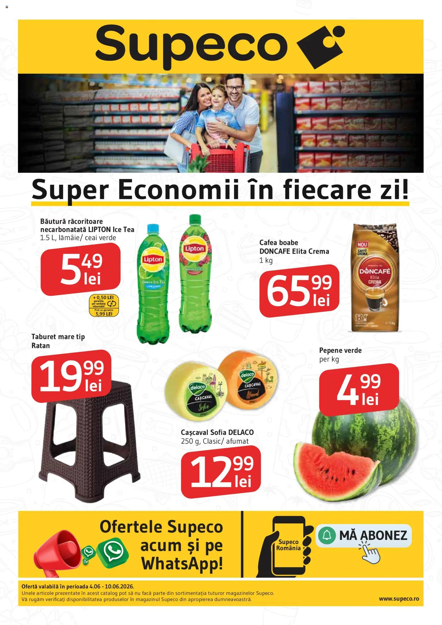 Noul catalog Supeco – valabil de la 04.06.2026 | Pagină: 1 | Produse: Light Kedi Konservesi, Taburet, Cașcaval, Ceai