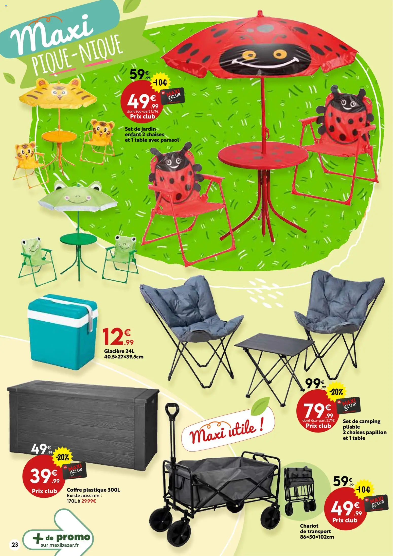 {H1} | Page: 23 | Produits: Glacière, Table, Parasol