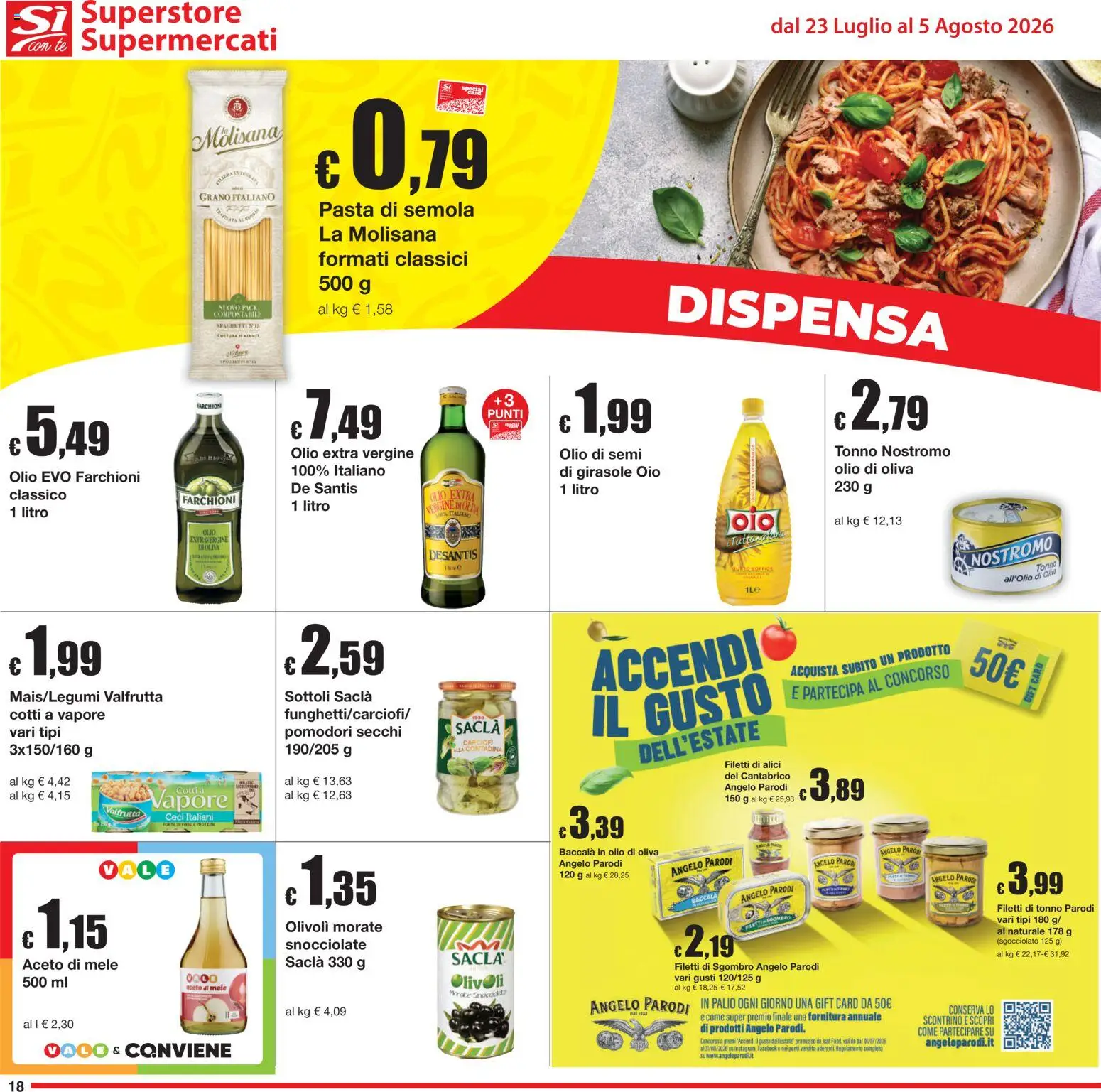 Volantino Sì con Te del 23/07/2026 | Pagina: 18 | Prodotti: Tè, Olio, Pasta, Olio di Oliva