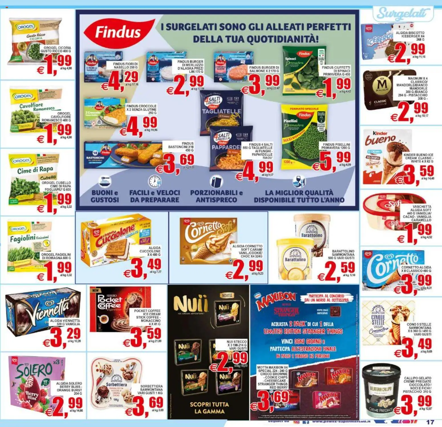 Volantino Pewex del 22/07/2026 | Pagina: 17 | Prodotti: Funghi, Spinaci, Cavolfiore, Fagiolini