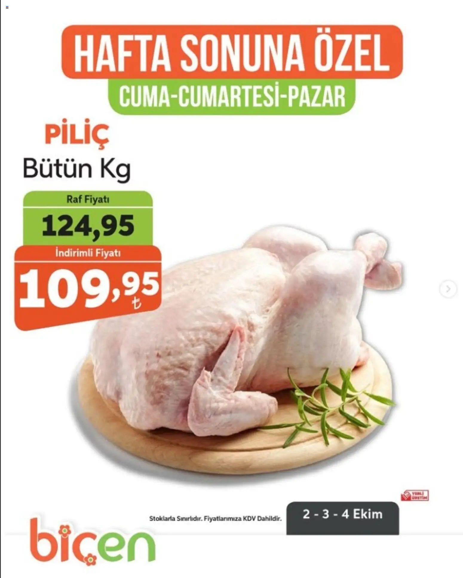 Biçen Market - Hafta Sonuna Özel - 02 Ekim 2026 tarihinden itibaren geçerlidir | Sayfa: 2 | Ürünler: Raf, Piliç