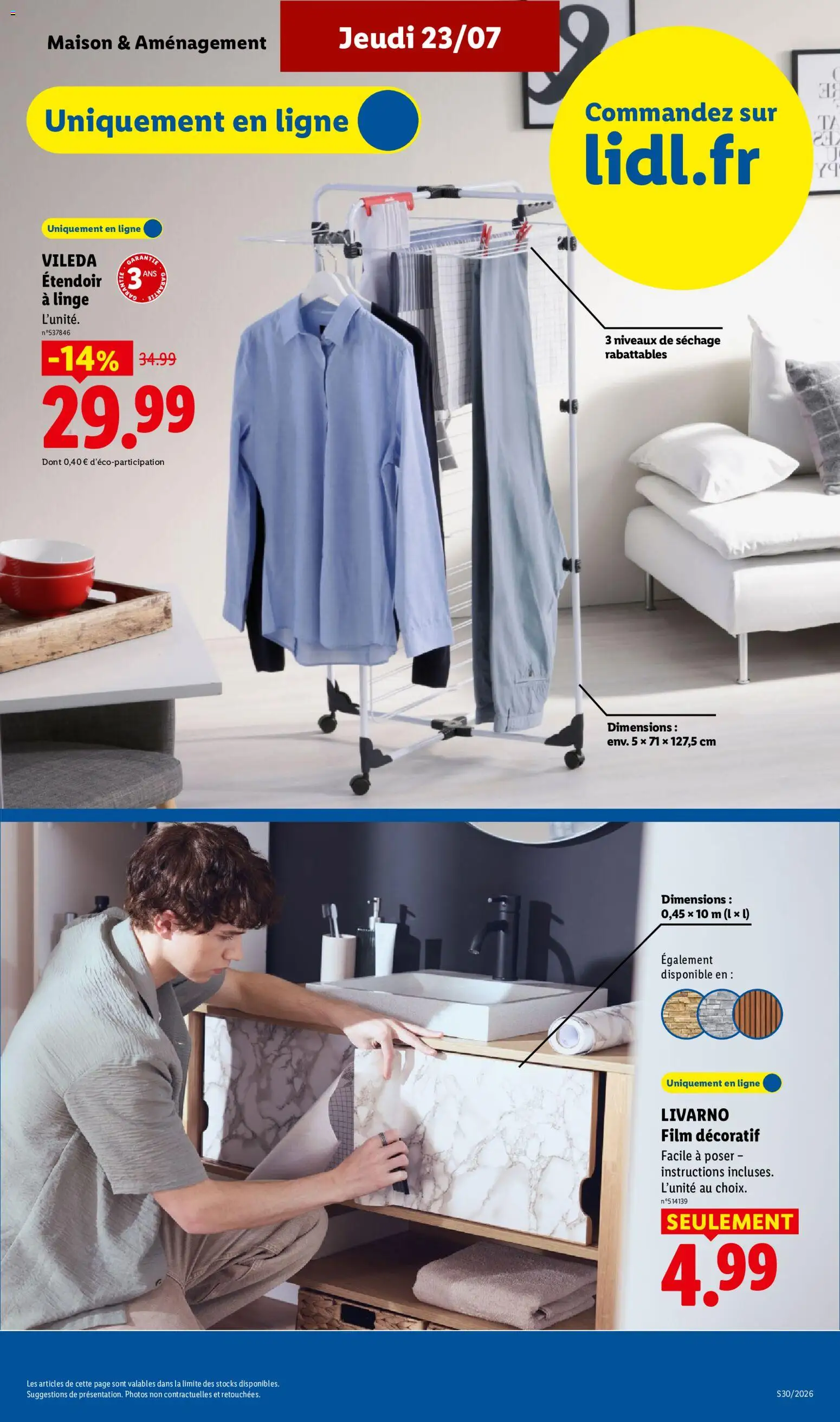 {H1} | Page: 39 | Produits: Étendoir à linge, Étendoir, Livarno, Vileda