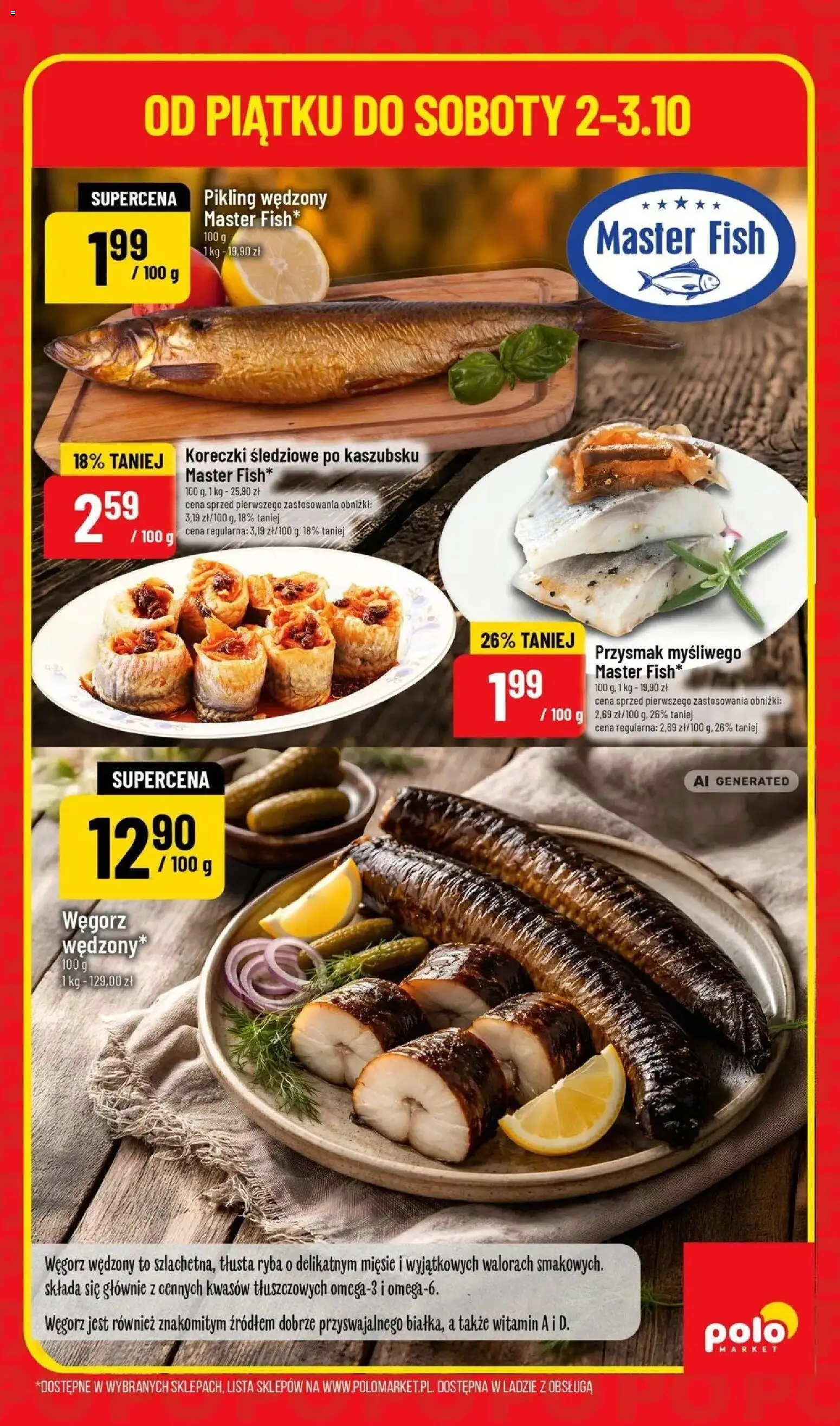 Nowa POLOmarket gazetka od jutra 02.10.2026 | Strona: 3 | Produkty: Ryba, Koreczki śledziowe
