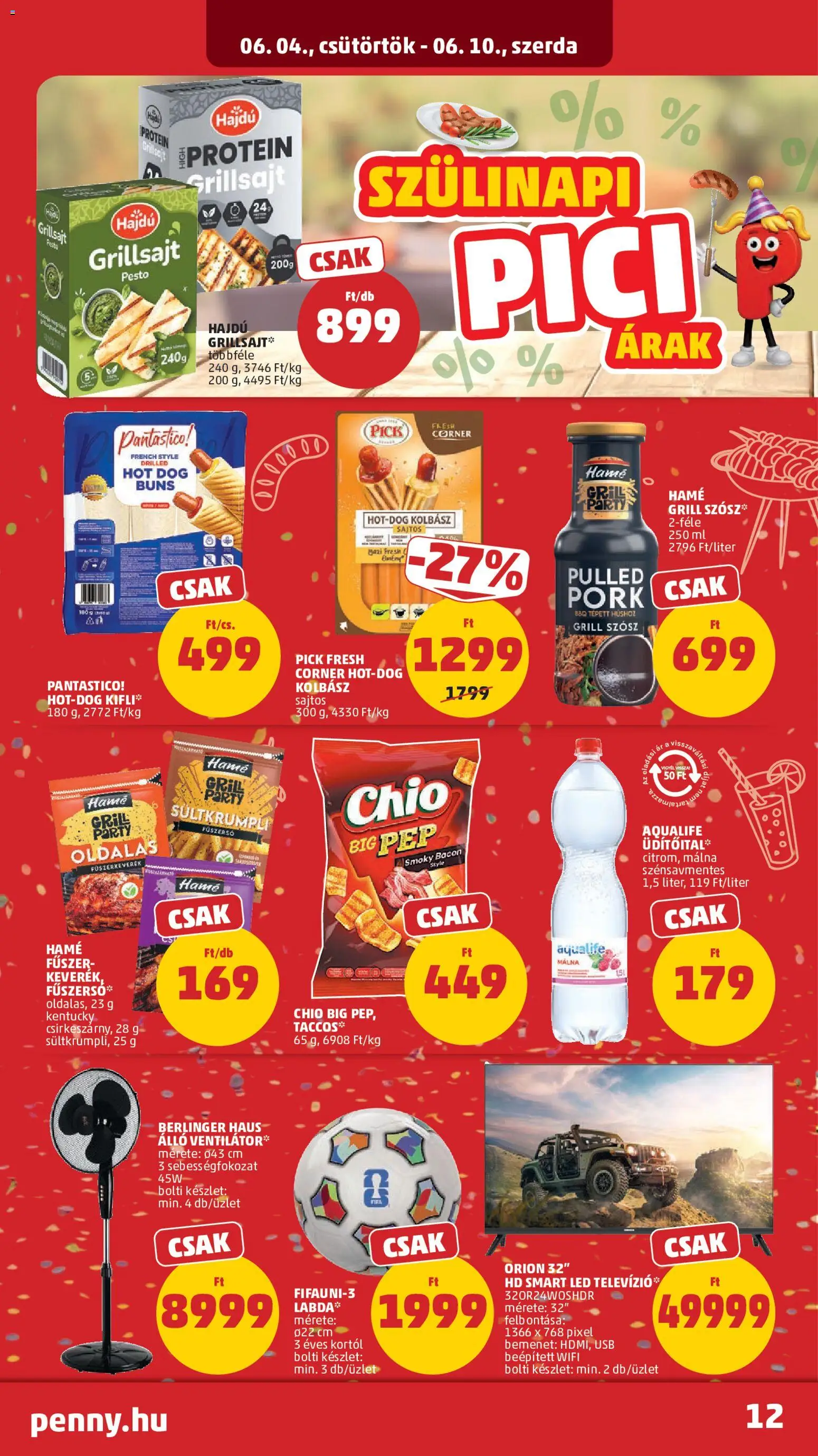 PENNY akciós ujság - amely érvényes a következő dátumtól: 04.06.2026 | Oldal: 16 | Termékek: Chips, Hot dog, Kolbász, Pick