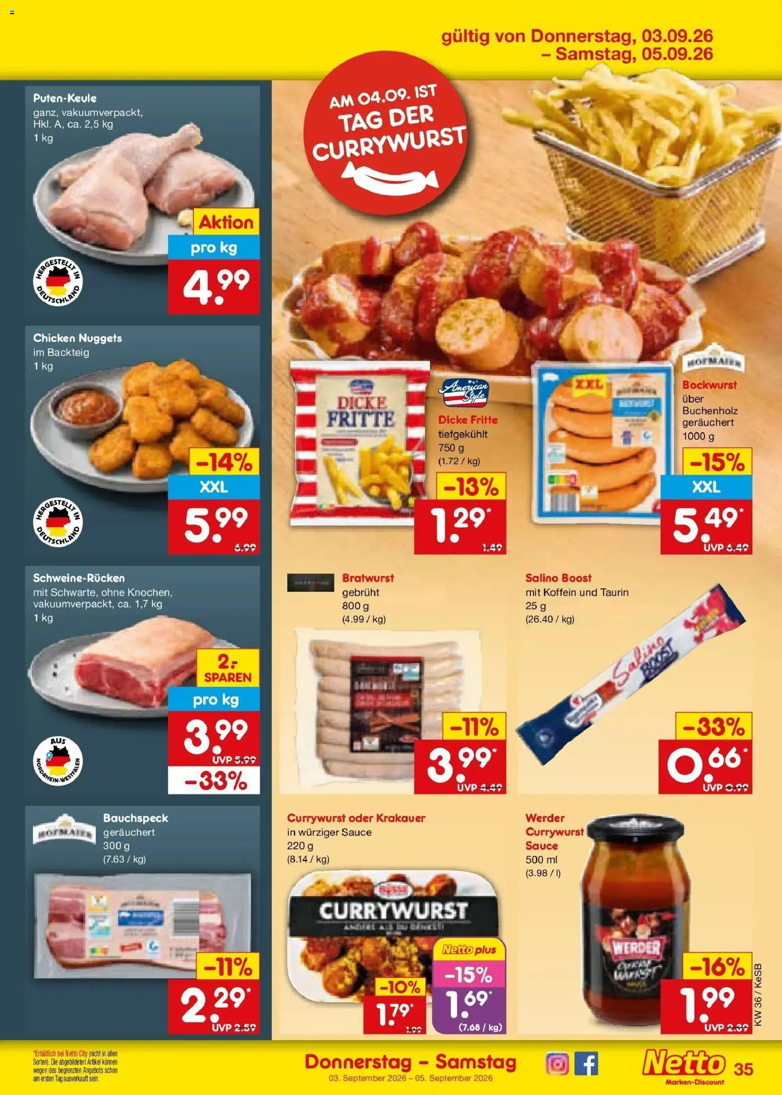 Netto Marken-Discount Prospekt Bonn (ab 31.08.2026) » Angebote | Seite: 47 | Produkte: Bockwurst, Bratwurst, Schweinerucken
