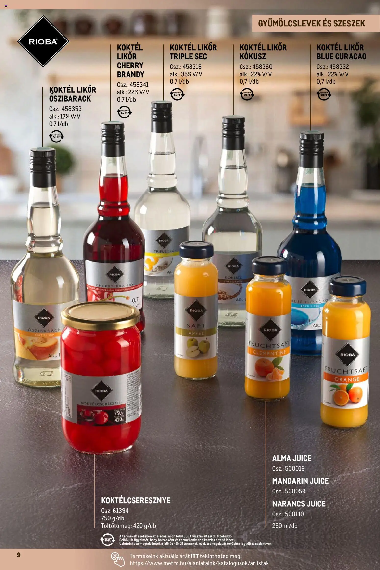 Metro akciós ujság - amely érvényes a következő dátumtól: 01.10.2025 | Oldal: 9 | Termékek: Kokusz, Brandy, Mandarin, Likőr
