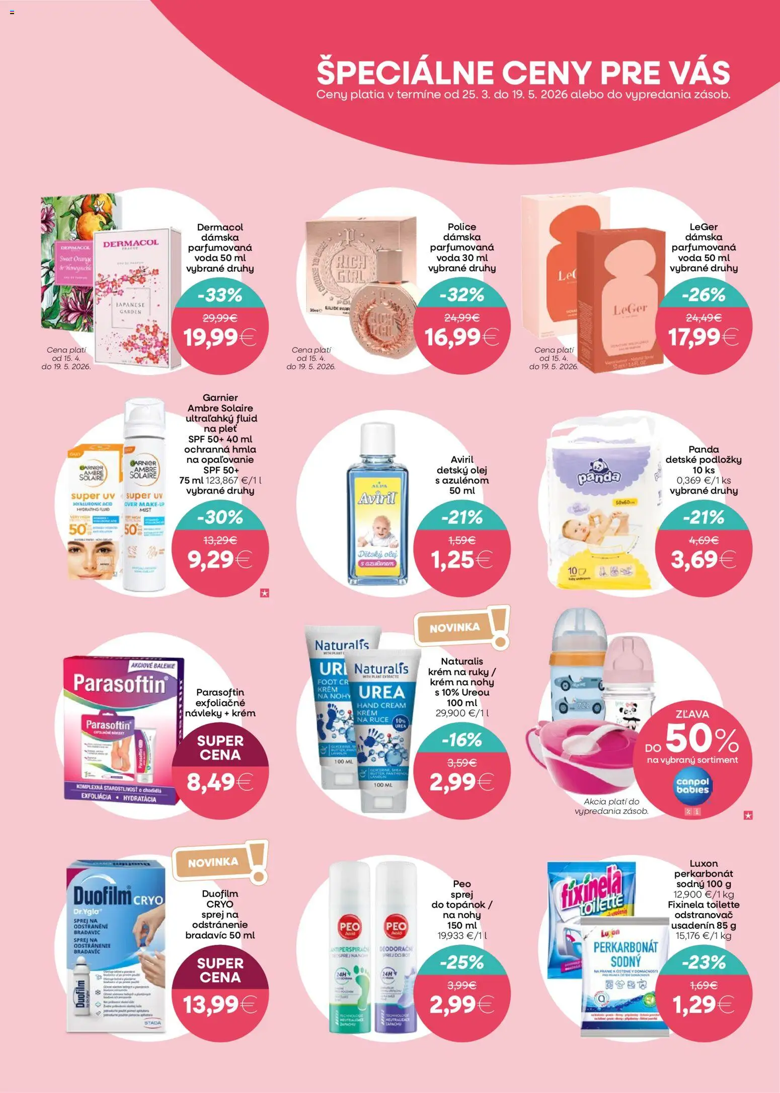 Nové 101 drogerie akcie – leták je platný od 15.04.2026 | Strana: 9 | Produkty: Police, Krém na ruky, Voda