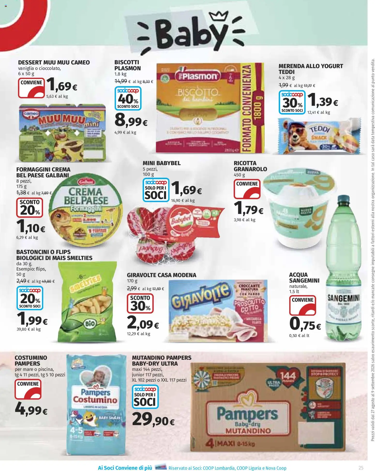 Volantino Ipercoop del 27/08/2026 | Pagina: 25 | Prodotti: Crema, Yogurt, Pampers, Ricotta