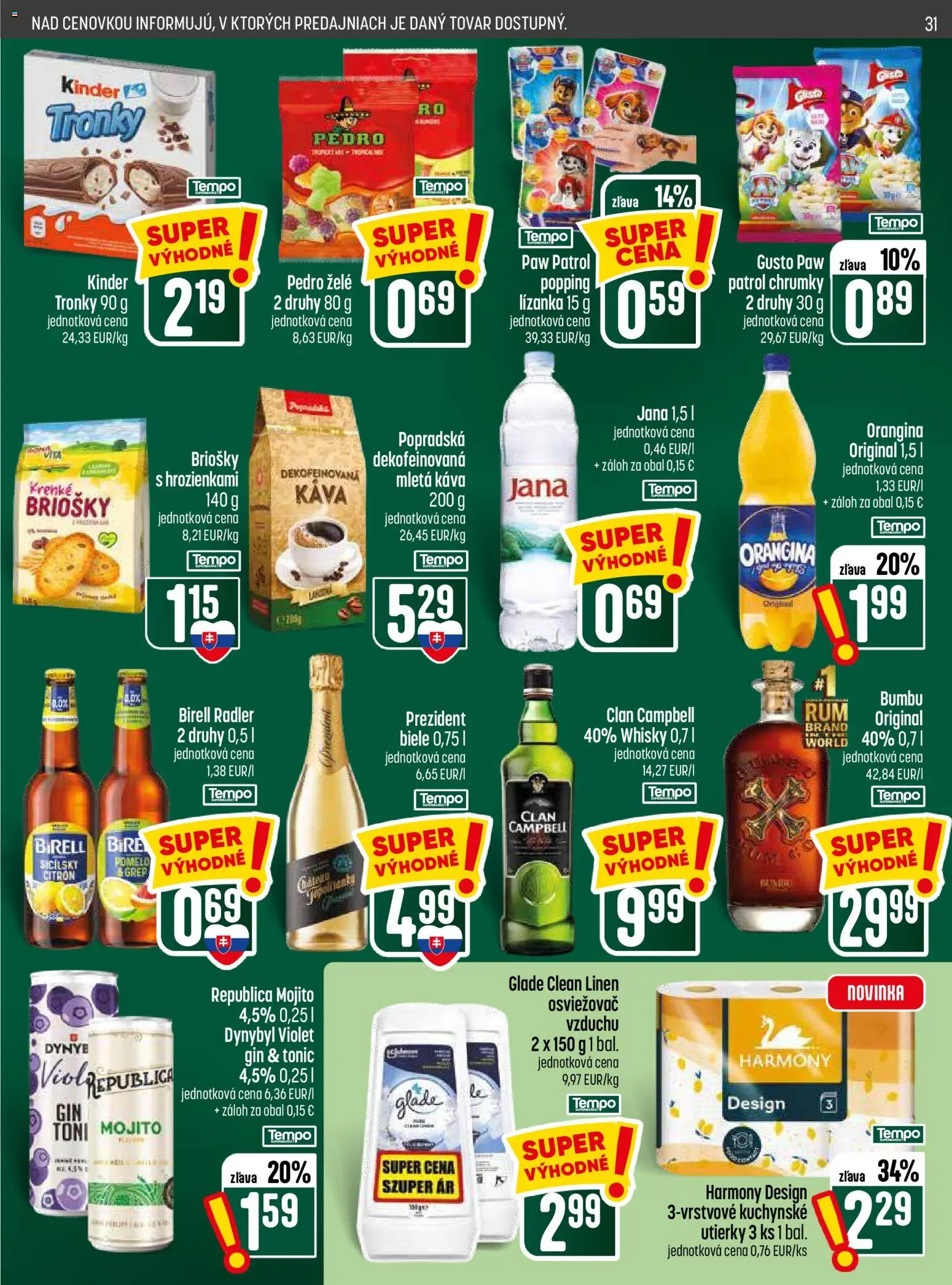 Nové COOP Jednota akcie – leták je platný od 09.07.2026 | Strana: 31 | Produkty: Káva, Kinder, Republica, Pomelo