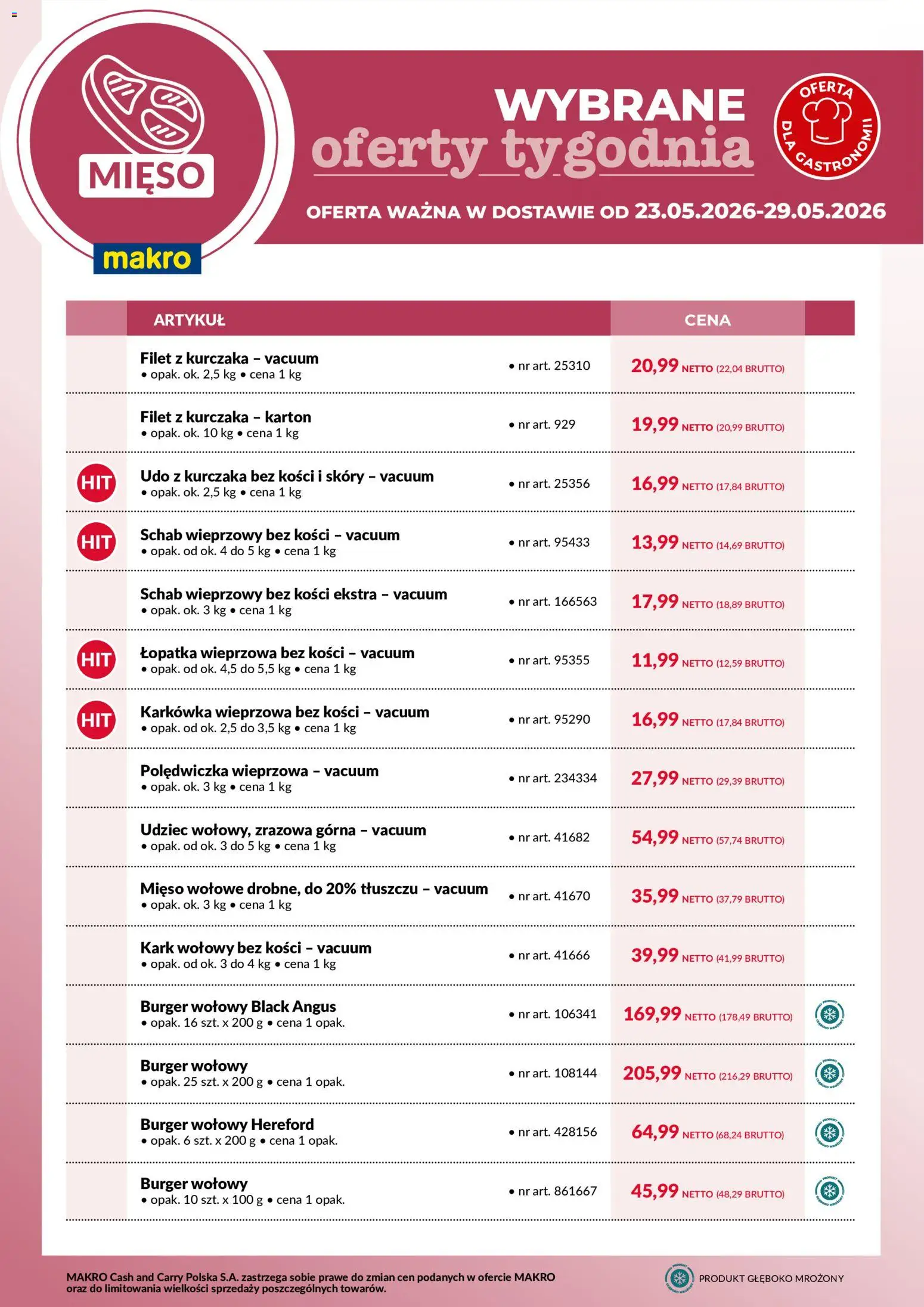 Makro gazetka - Wybrane oferty tygodnia w dostawie od 23.05.2026 | Strona: 1 | Produkty: Karkówka, Karkówka wieprzowa, Filet z kurczaka, Łopatka wieprzowa