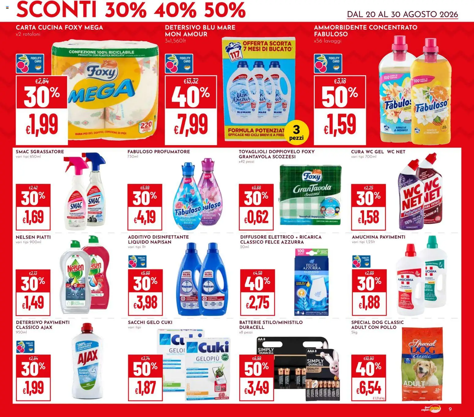 Volantino Pan del 20/08/2026 | Pagina: 9 | Prodotti: Piatti, Sgrassatore, Orchidea, Batterie