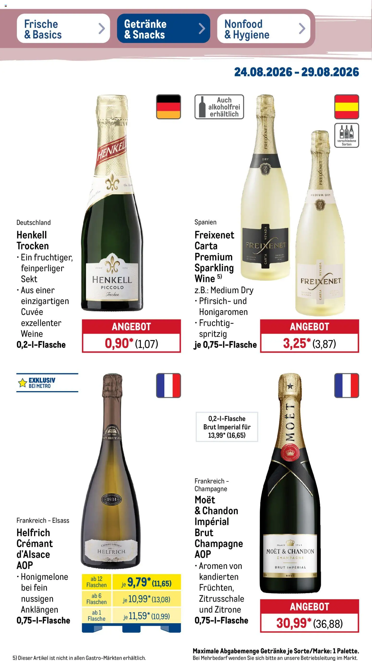 Metro Prospekt – gültig ab 24.08.2026 | Seite: 34 | Produkte: Freixenet, Honigmelone, Zitrone, Pfirsich