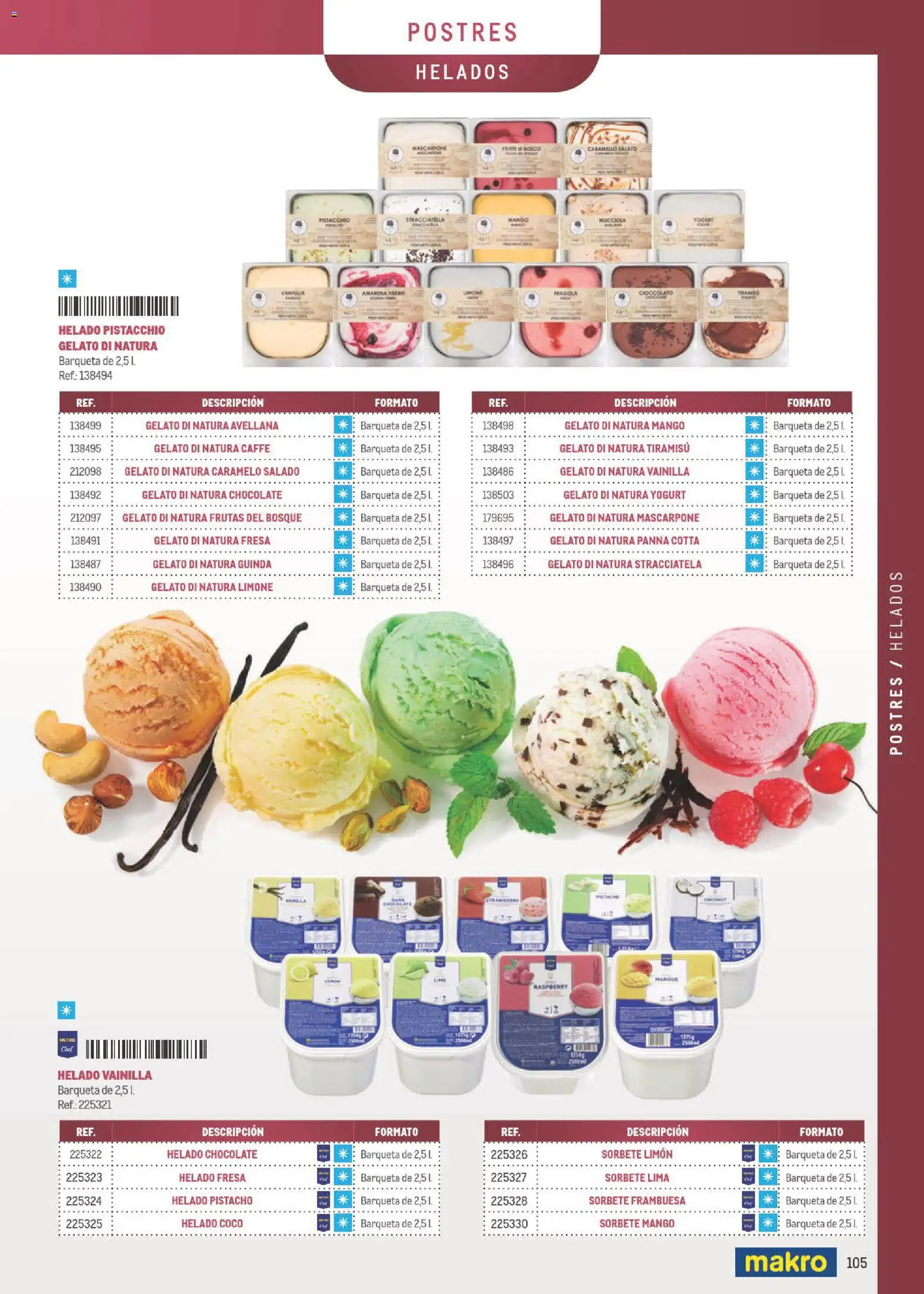 Makro Especial Carta y Menú │ válido desde el 06/07/2026 | Página: 105 | Productos: Chocolate, Helado, Βρεφικό κρεβάτι, Ρούτερ