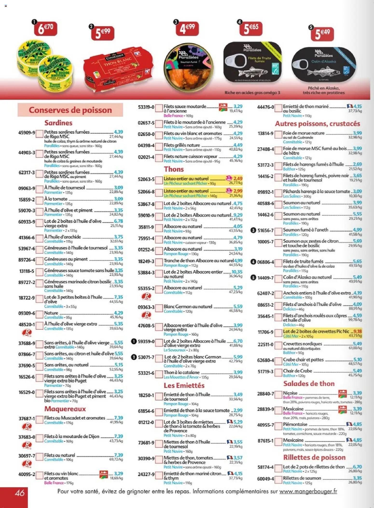 {H1} | Page: 46 | Produits: Poivrons, Conserves, Pommes, Saumon