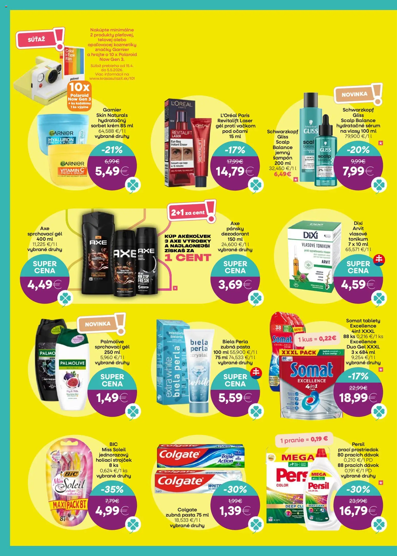 Nové 101 drogerie akcie – leták je platný od 15.04.2026 | Strana: 2 | Produkty: Laser, Strojček, Holiaci strojček, Persil