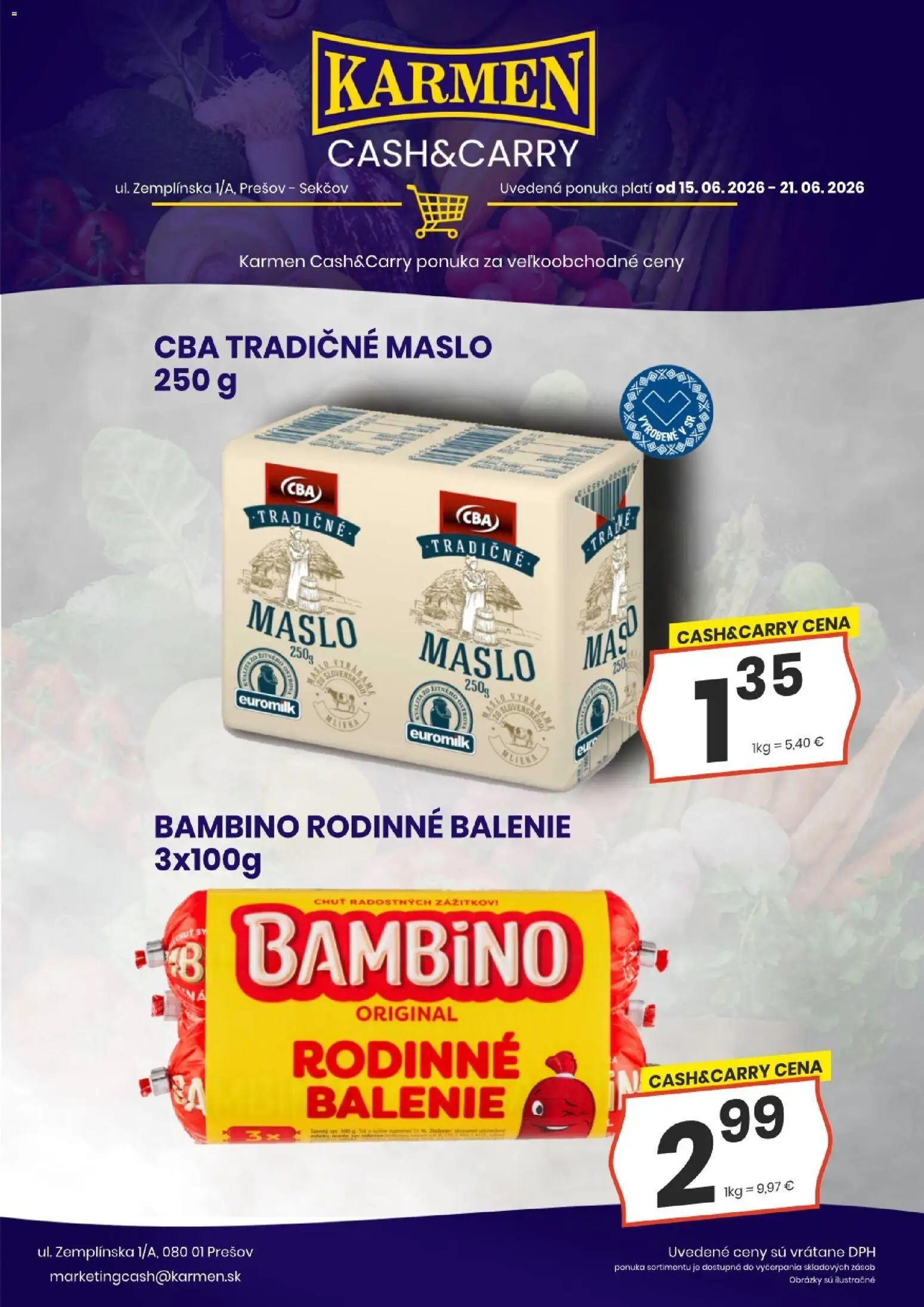 Nové KARMEN CBA akcie – leták je platný od 15.06.2026 | Strana: 5 | Produkty: Maslo