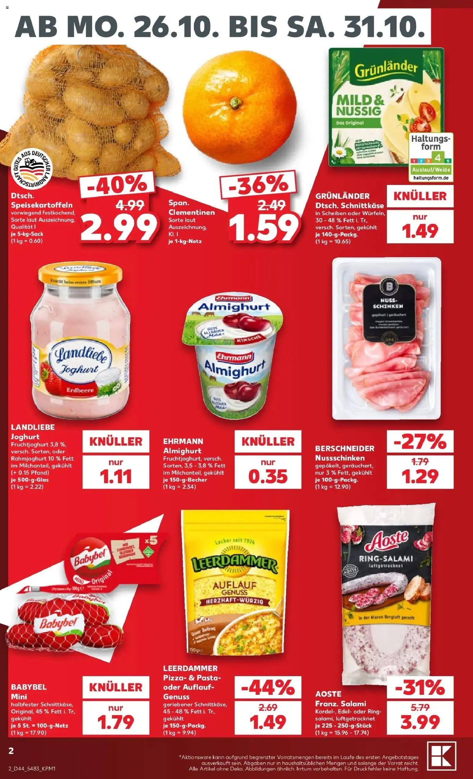 Prospekt Kaufland ab 26.10.2026 » Angebote Online zum Blättern | Seite: 6 | Produkte: Leerdammer, Landliebe joghurt, Schinken, Pizza