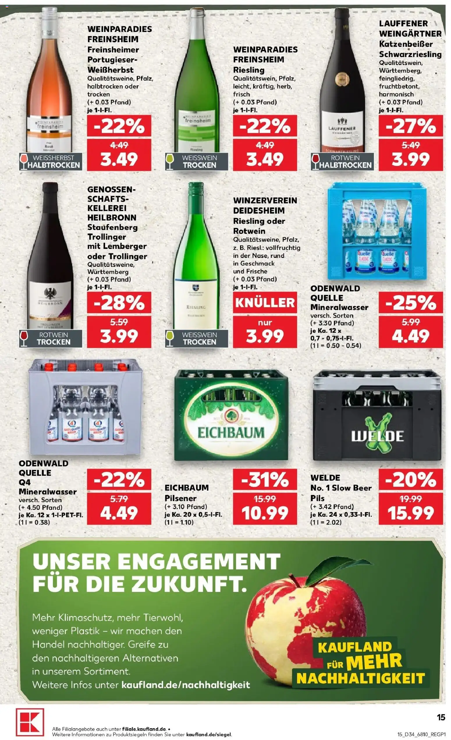 Prospekt Kaufland ab 20.08.2026 » Angebote Online zum Blättern | Seite: 15 | Produkte: Weißwein, Rotwein, Pils, Mineralwasser