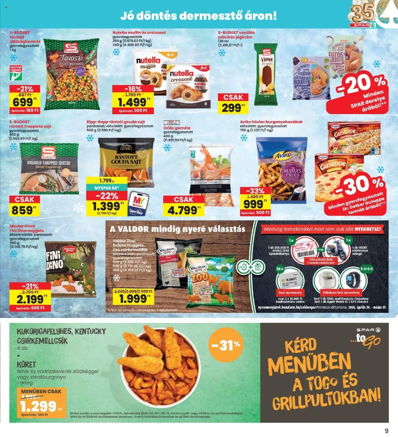 Interspar akciós ujság - amely érvényes a következő dátumtól: 07.05.2026 | Oldal: 9 | Termékek: Croissant, Sajt, Derelye, Trappista sajt