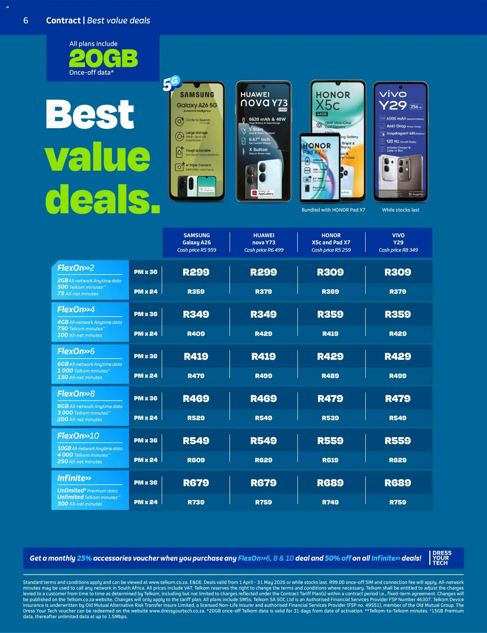 New Telkom catalogue – valid from 01.04.2026 | Page: 6 | Products: Data, Sim, Cover, Battery