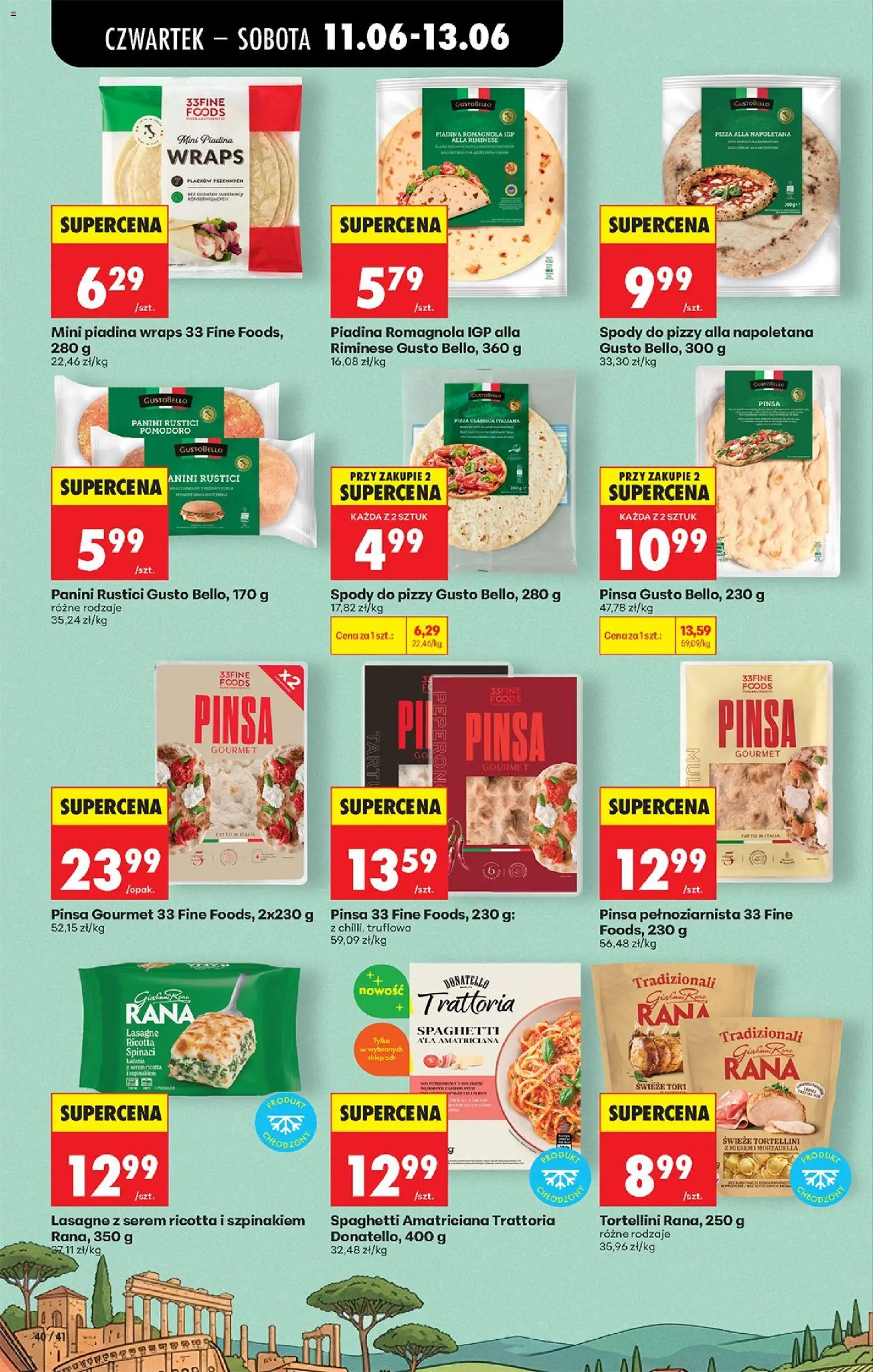 Biedronka gazetka od czwartku od 11.06.2026 | Strona: 50 | Produkty: Spody do pizzy, Tortellini, Pinsa, Ricotta