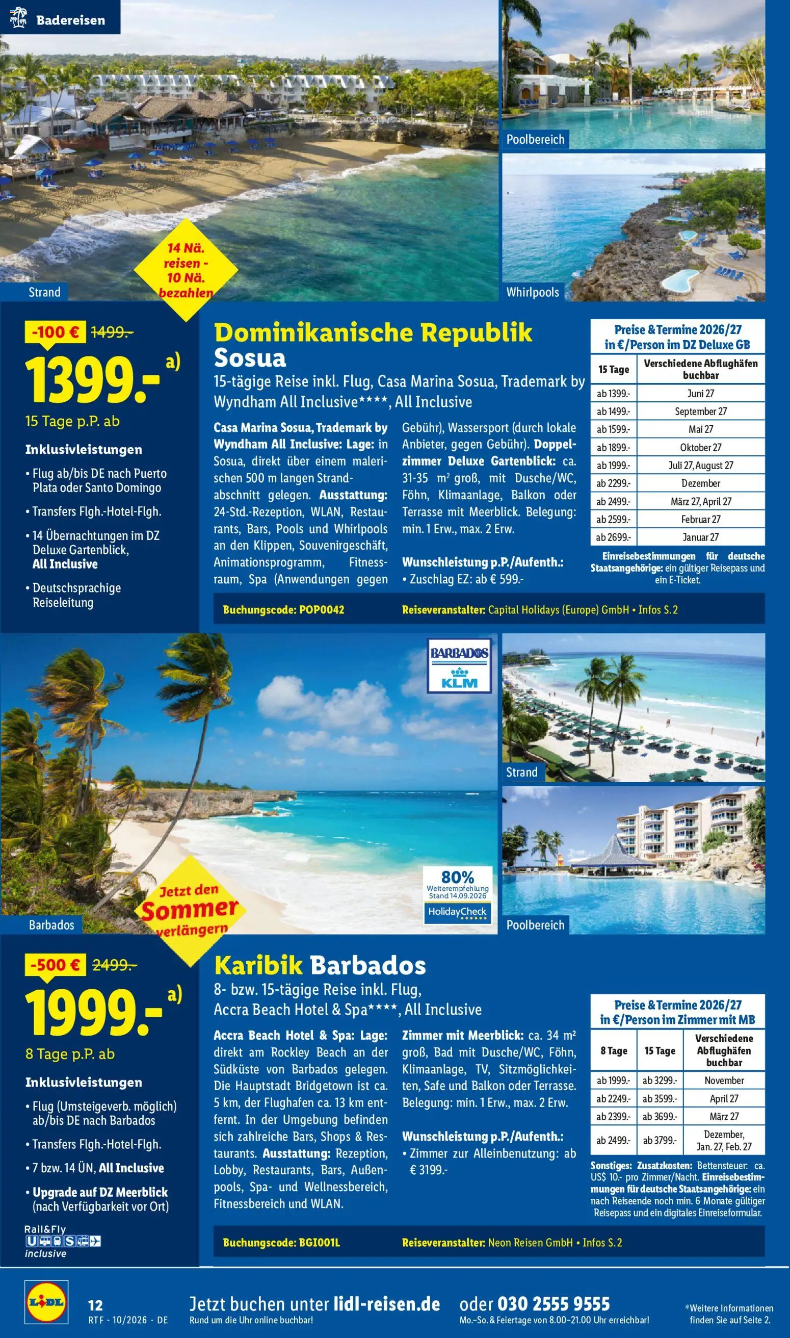 Lidl Reisen Oktober/November Reise-Highlights – gültig ab 14.10.2026 | Seite: 12 | Produkte: Bad, Uhr